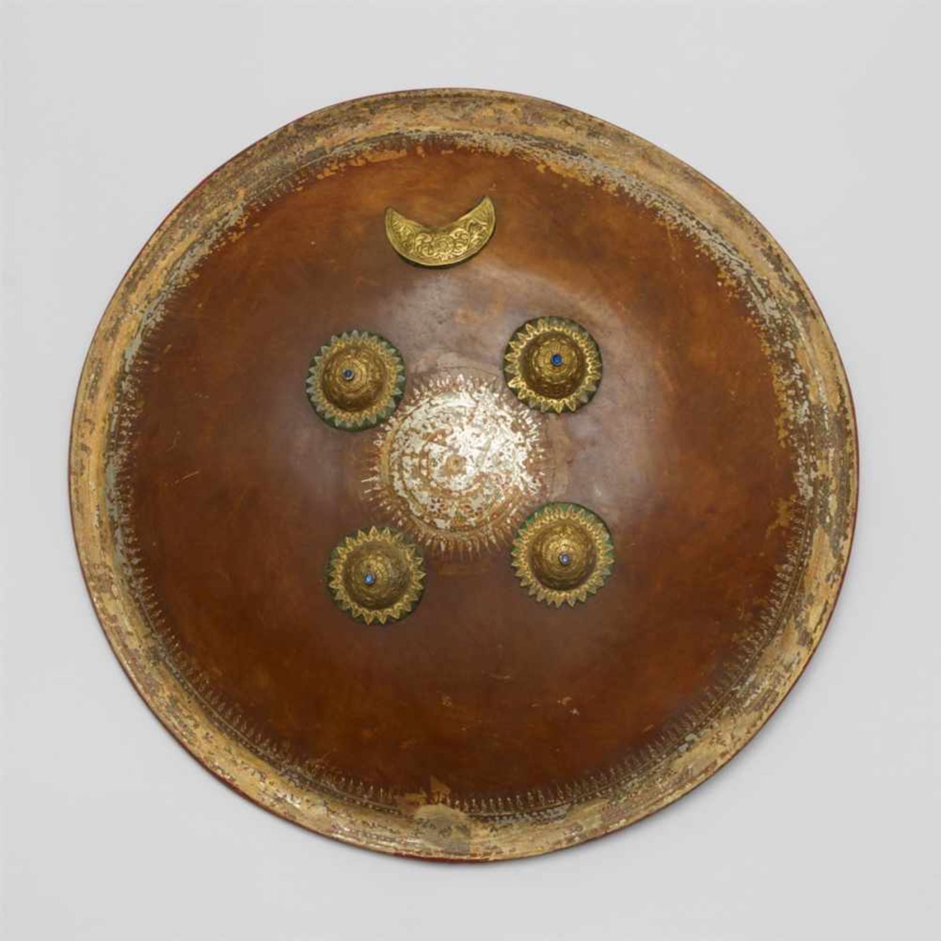 Two Rajasthani hide and metal shields (dhal). 18th/19th century