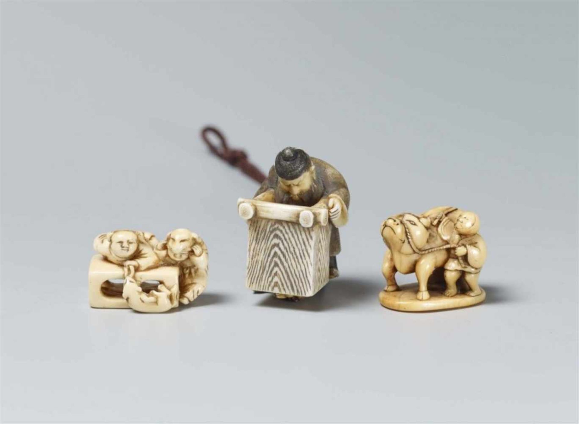 A group of three ivory netsuke. 19th/20th century