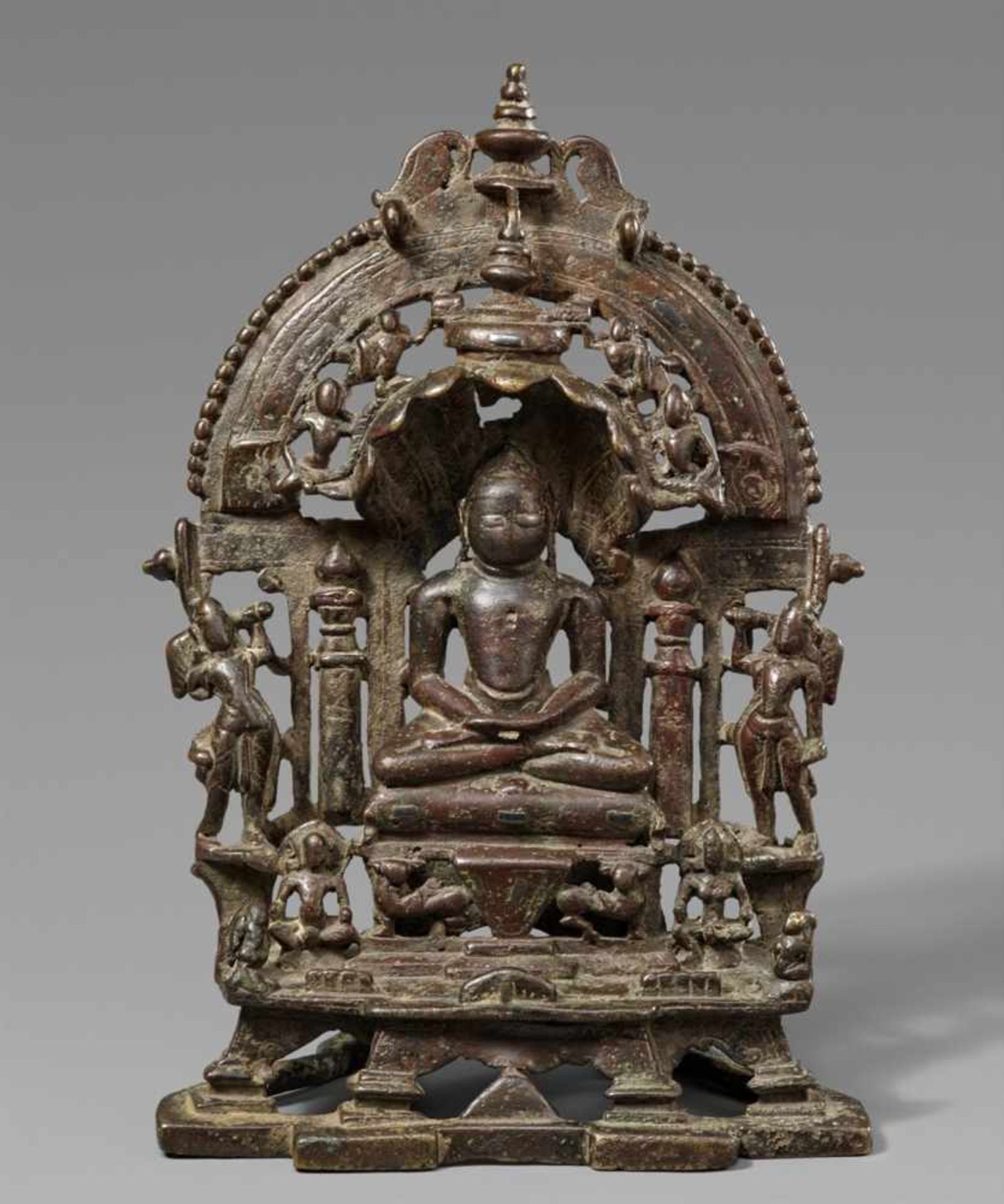 A Rajasthani copper alloy shrine of Jina Parshvanatha. 12th century