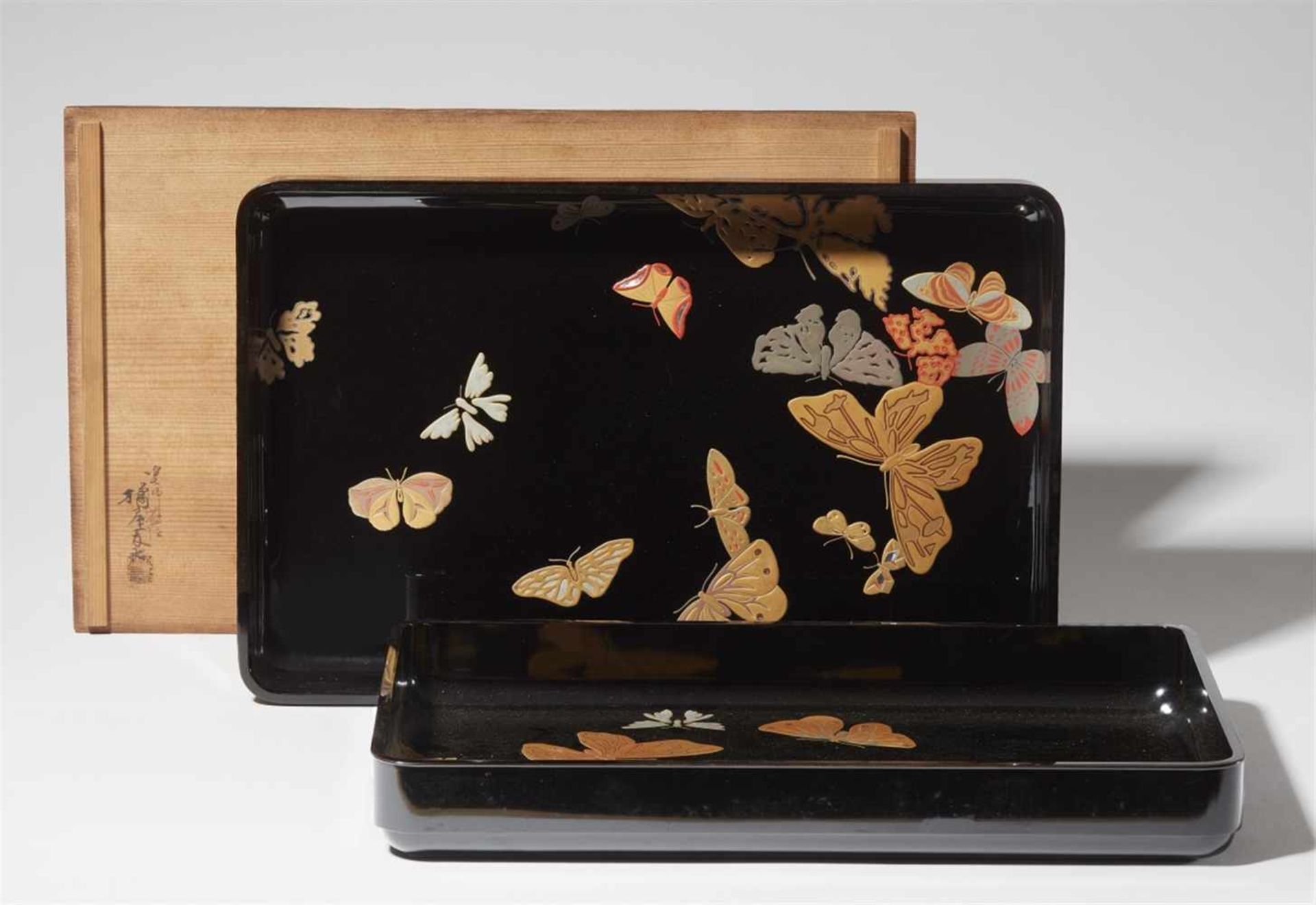 Two lacquer trays for kimono. Late 19th century