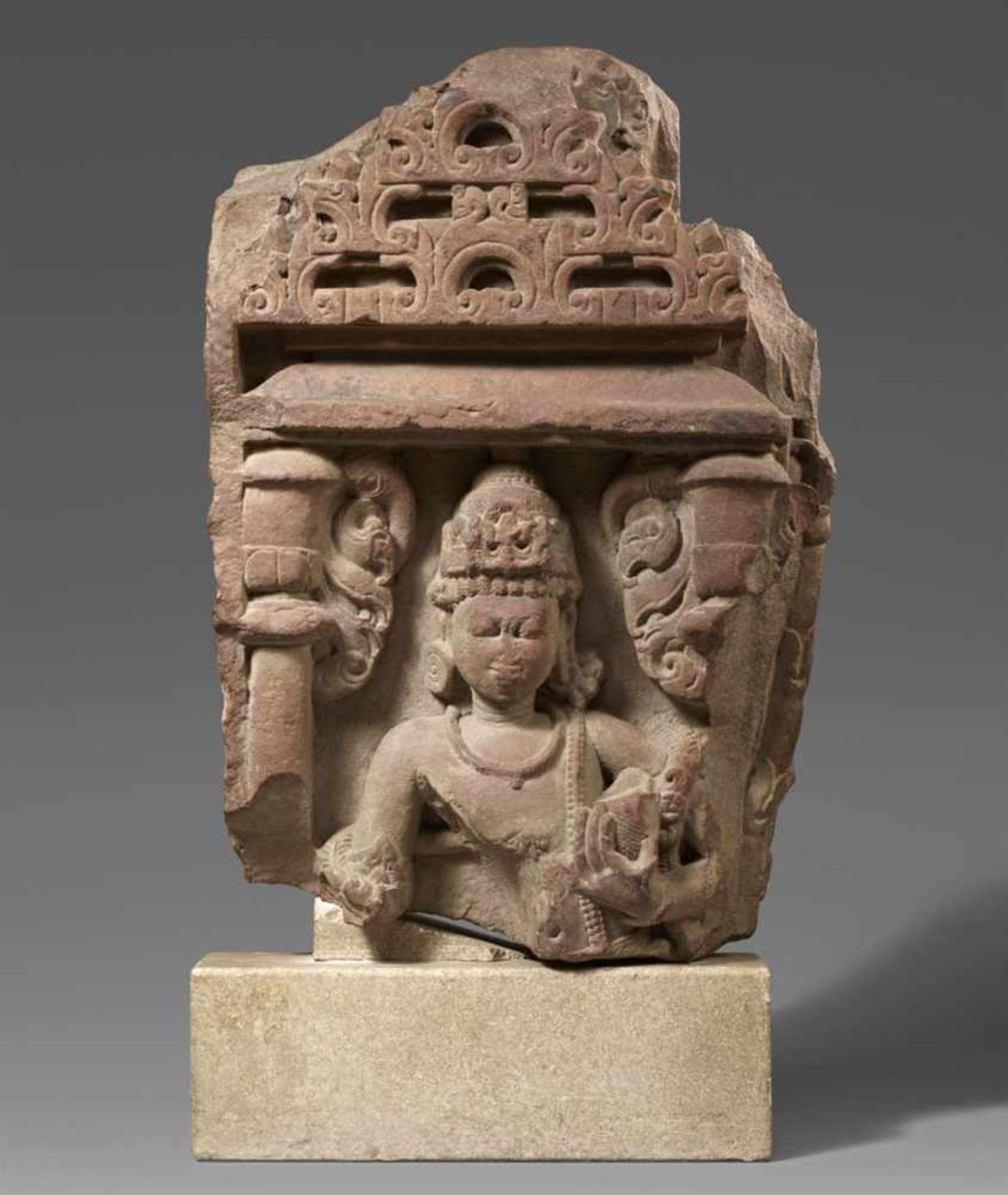 A Central Indian reddish sandstone architectural fragment. 11th/12th century