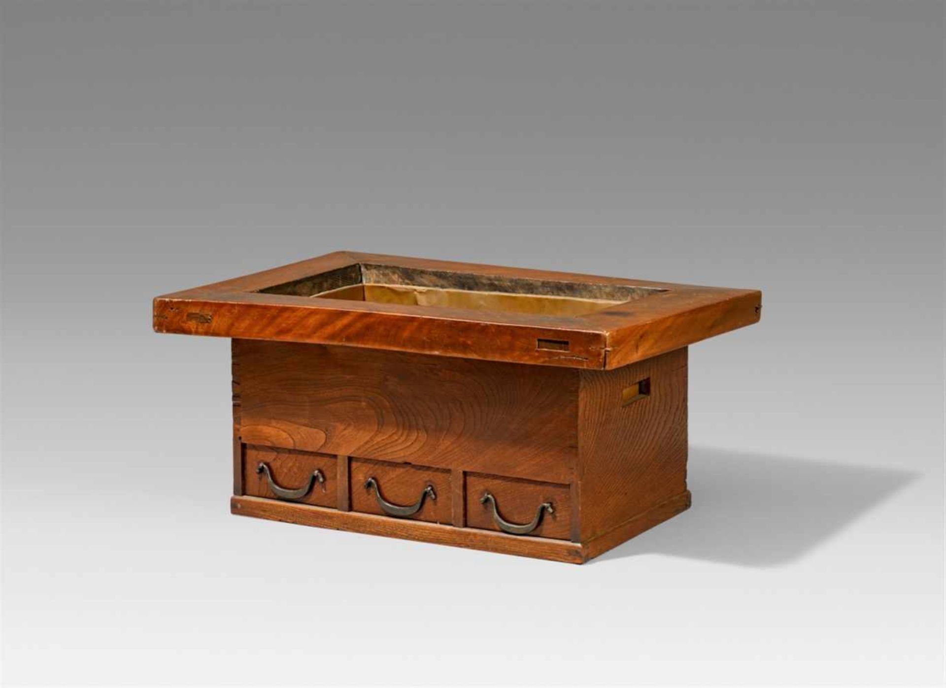 A Kyoto keyaki and pine wood hibachi. First half 20th century