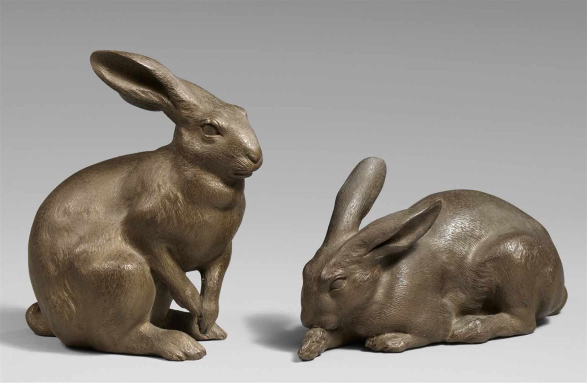 Two hares. Bronze. 2. Hälfte 20th century<