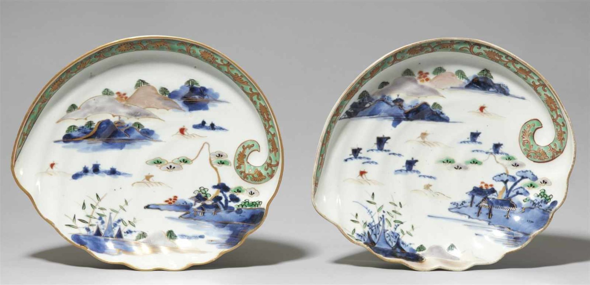 Two Arita awabi-shaped dishes. Late 18th century