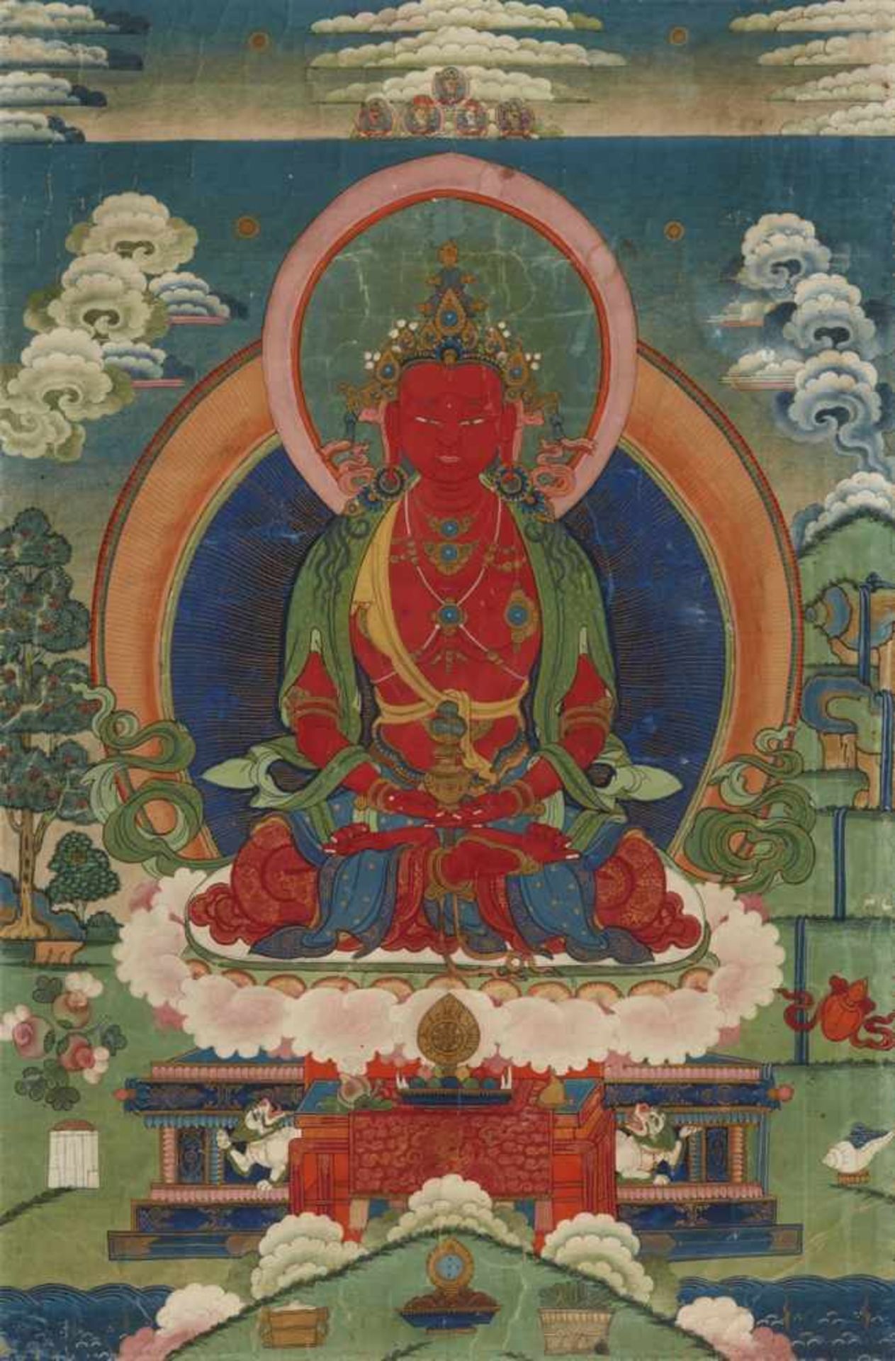 A Tibeto-Chinese thangka of Buddha Amitayus. 19th century