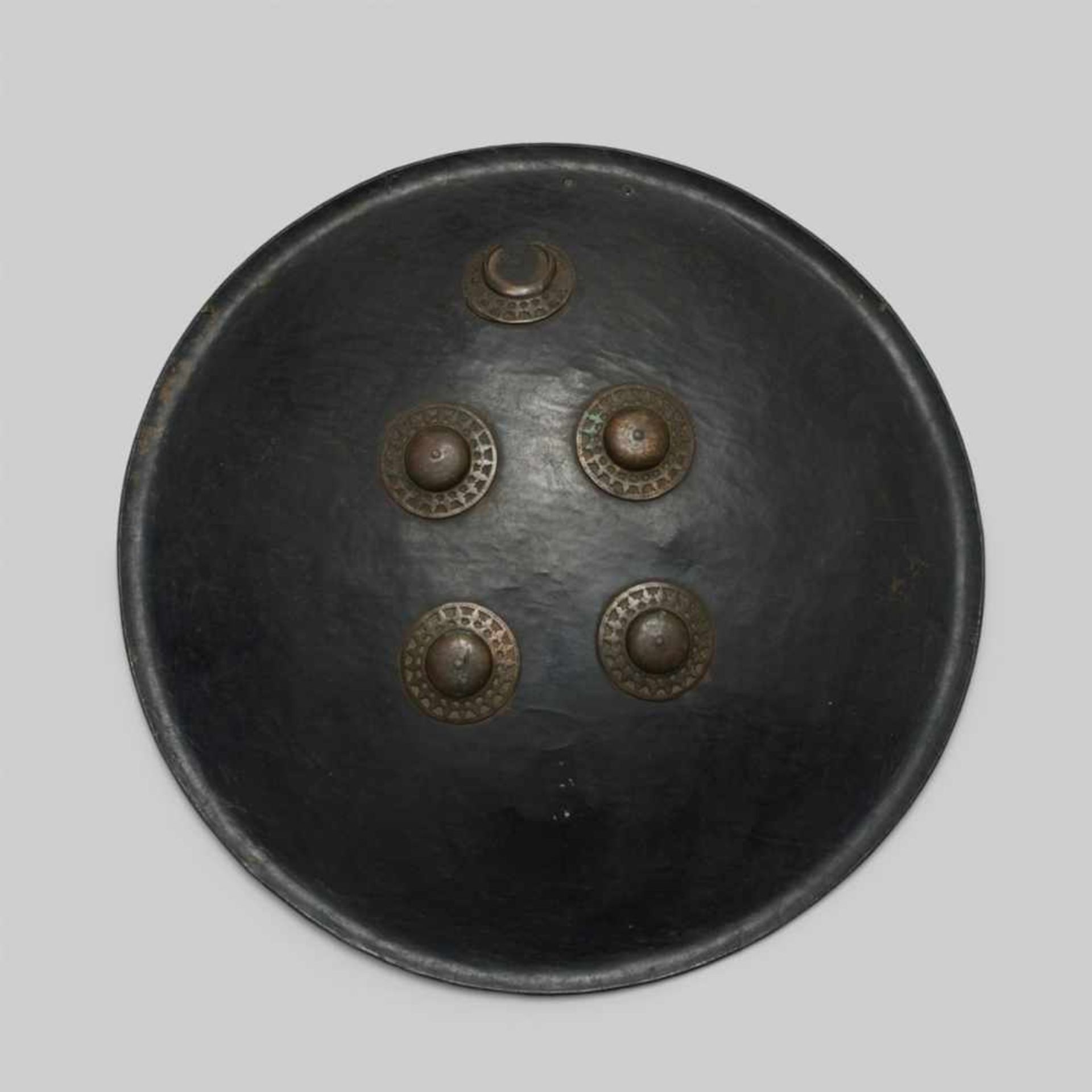 Two Rajasthani hide and metal shields (dhal). 18th/19th century - Bild 2 aus 2