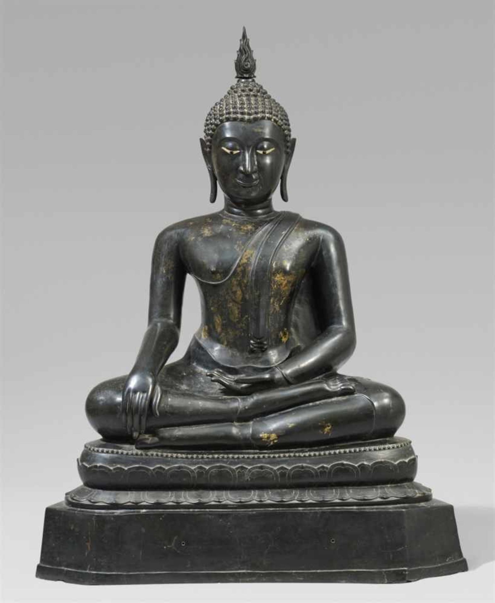 A very large Sukhothai style bronze figure of Buddha Shakyamuni. Thailand. 19th century