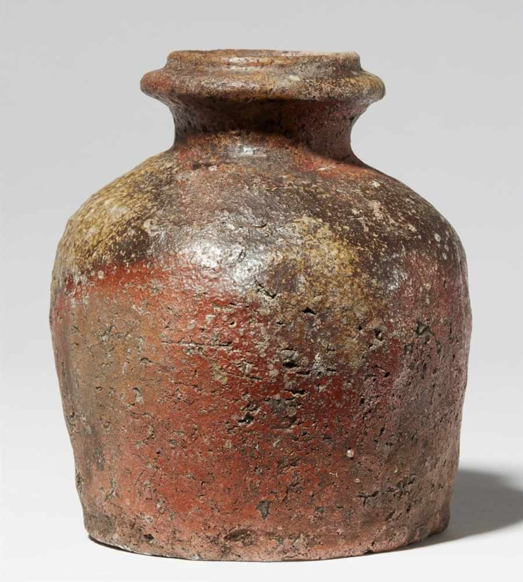 A small Shigaraki pot (tsubo). 15th/16th century