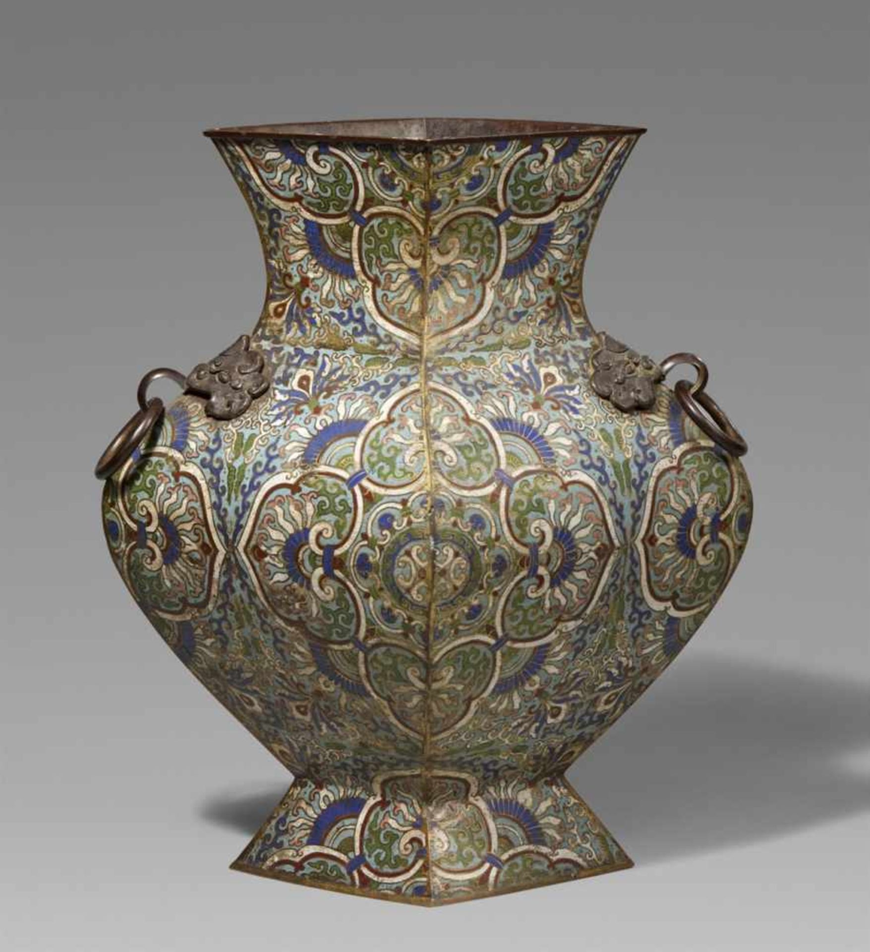 A large champlevé enamel vase. Second half 19th century<