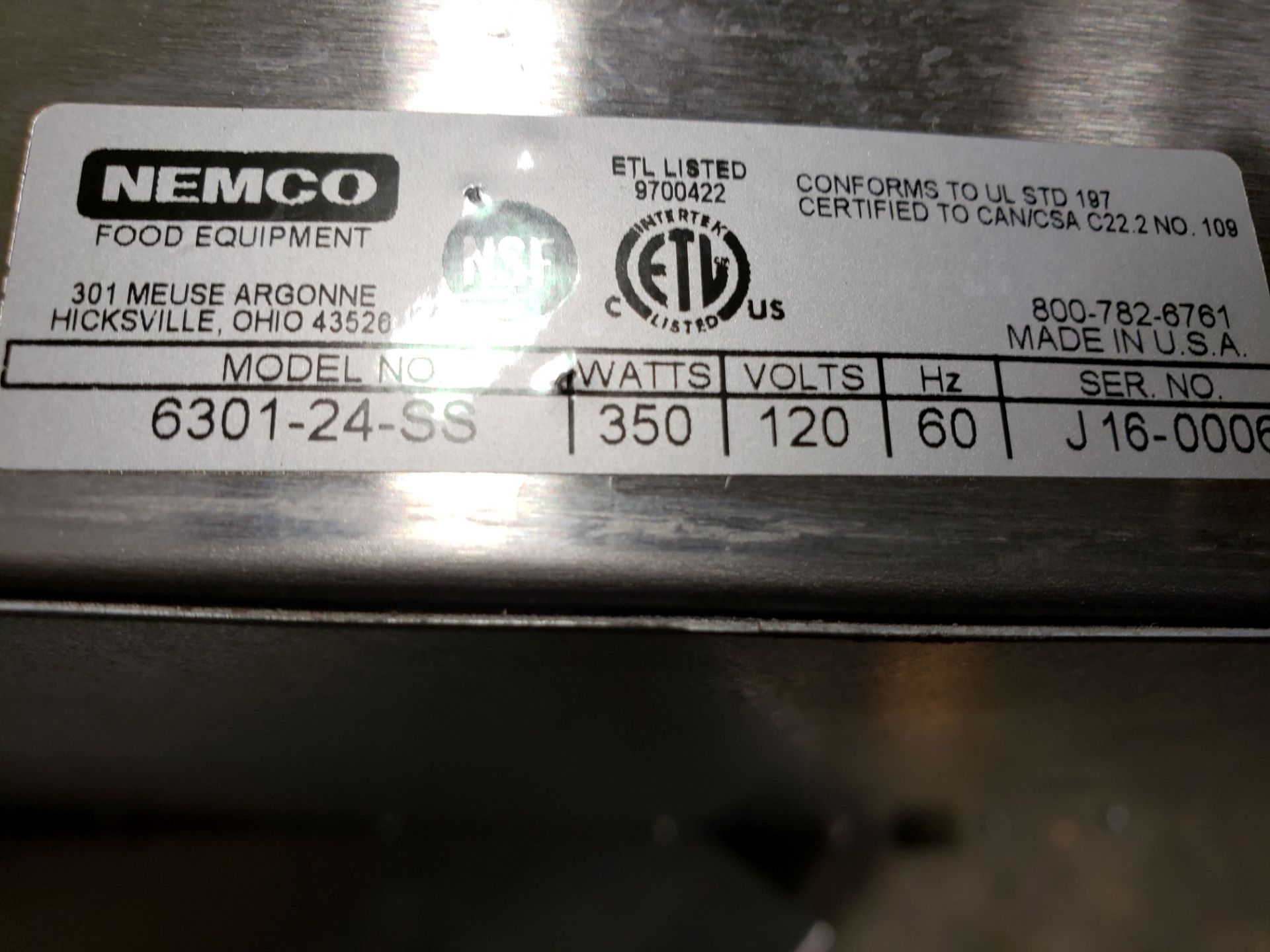 Nemco 24" Heated Shelf - Model 6301-24-SS - CSA Certified - Image 3 of 3