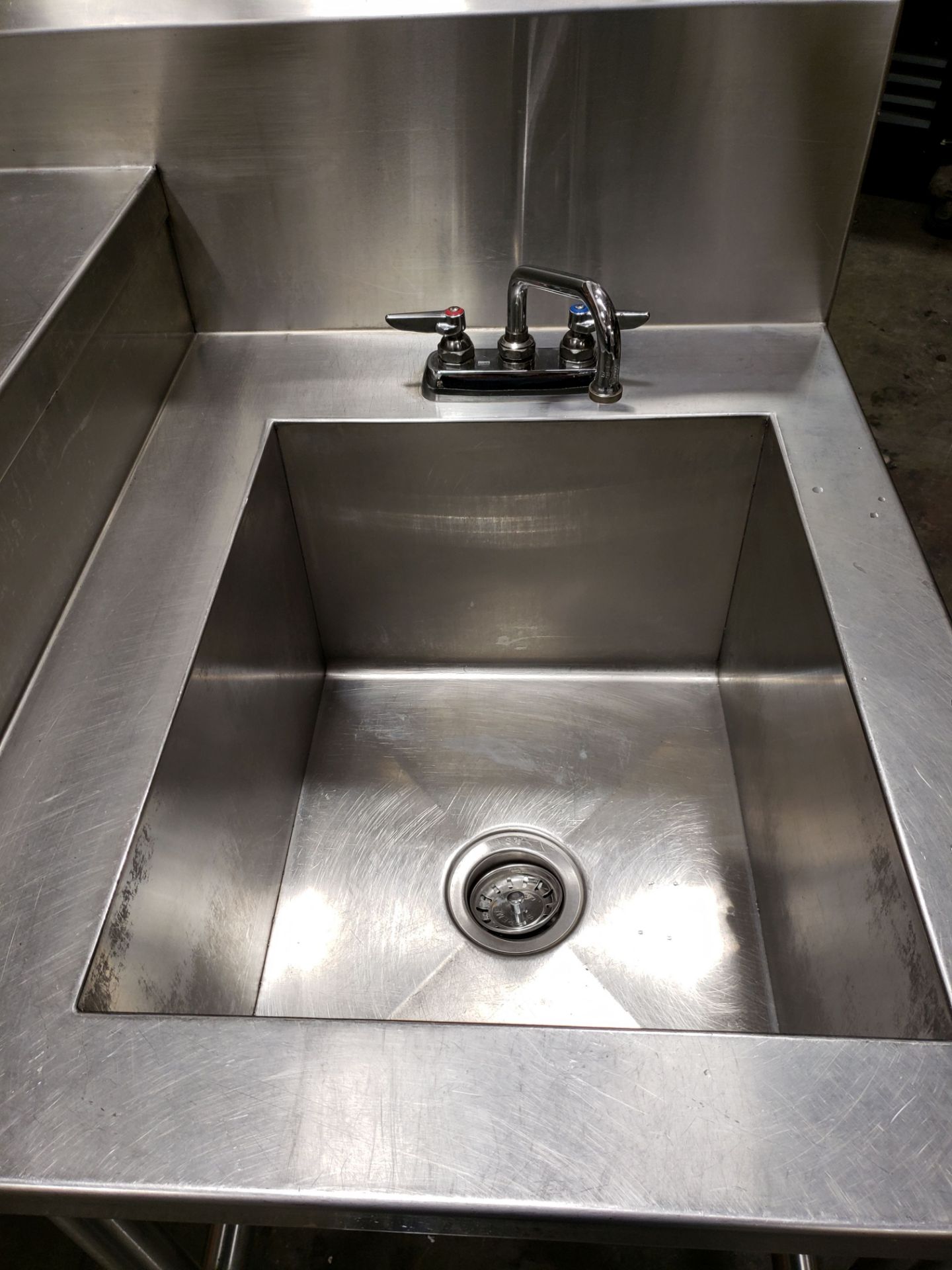 Custom 30" x 54" Stainless Work Table with 16" x 20" Sink - Image 3 of 4