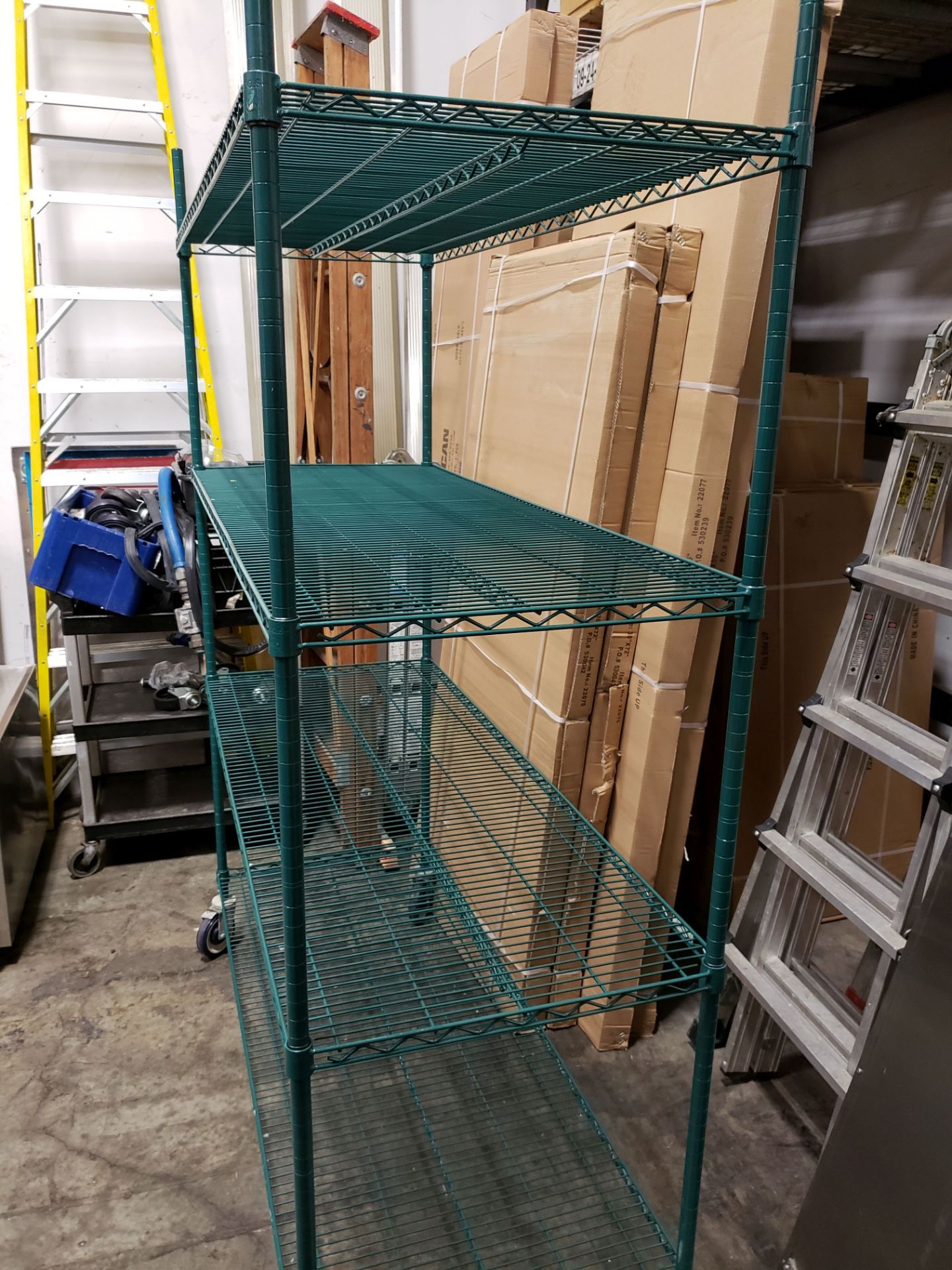 24" x 60" x 80" High Green Epoxy 4 Shelf Rack on Casters - Image 2 of 4