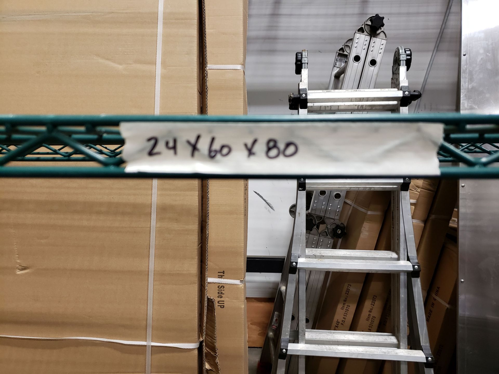 24" x 60" x 80" High Green Epoxy 4 Shelf Rack on Casters - Image 4 of 4