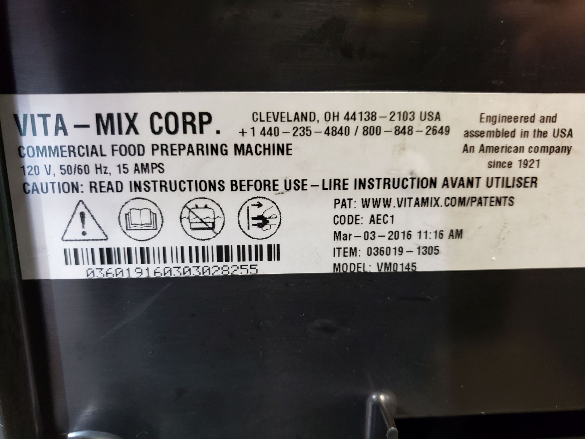 Vita Mix Commercial Food Prep Machine with Silencer - Model VM0145 - Image 4 of 4
