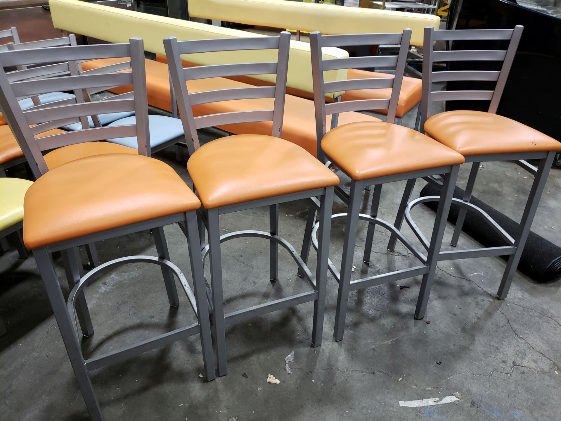 Metal Frame Stools with Padded Seats - Lot of 4