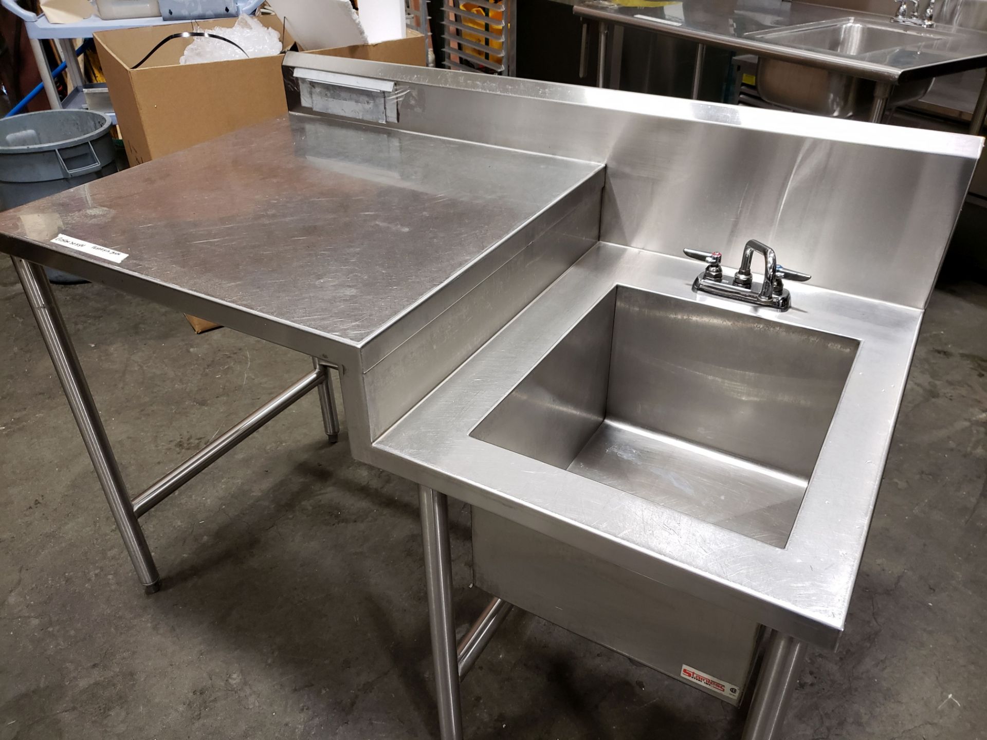 Custom 30" x 54" Stainless Work Table with 16" x 20" Sink - Image 2 of 4