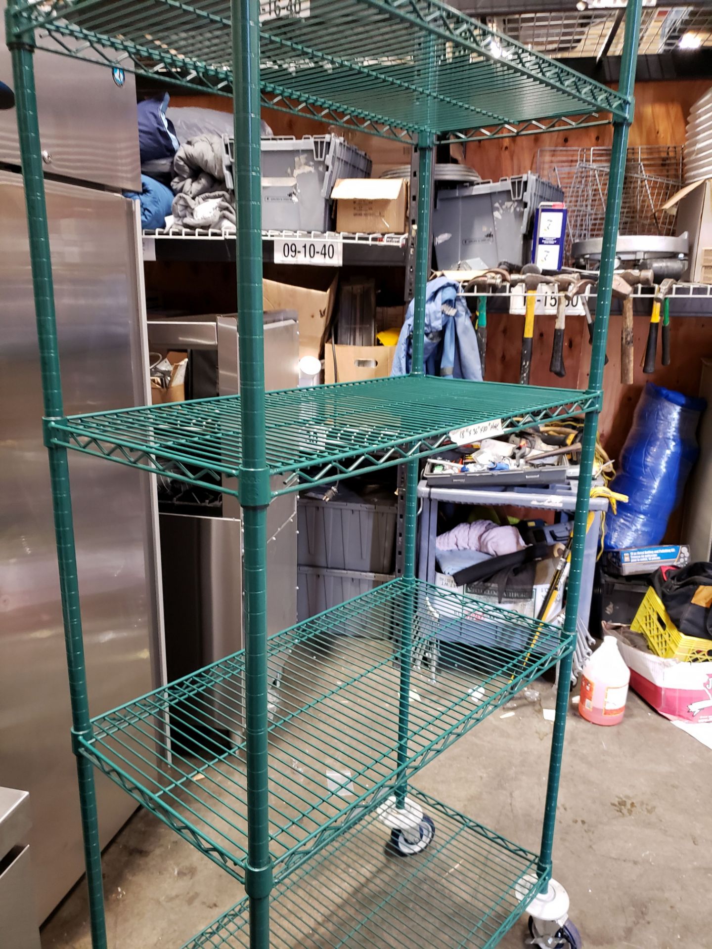 18" x 36" x 80" High Green Epoxy 4 Shelf Rack on Casters - Image 3 of 4