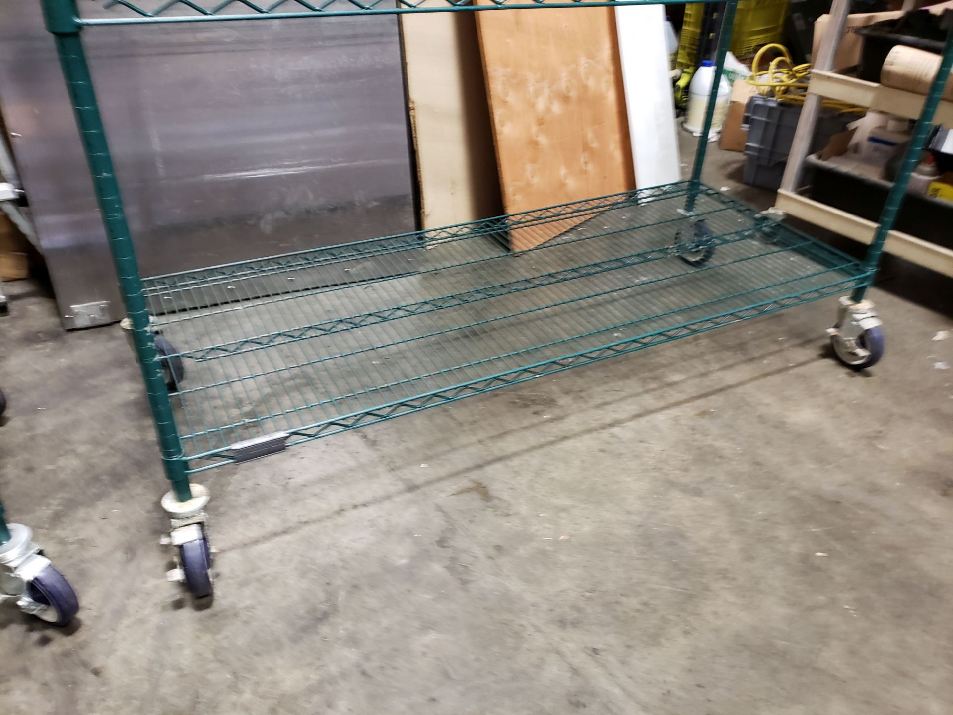 24" x 60" x 80" High Green Epoxy 4 Shelf Rack on Casters - Image 2 of 4