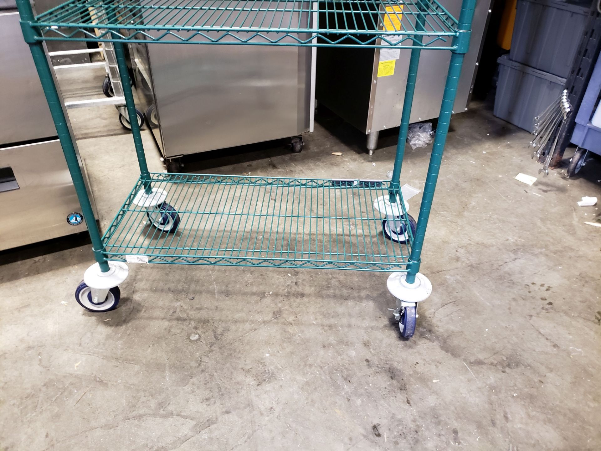 18" x 36" x 80" High Green Epoxy 4 Shelf Rack on Casters - Image 2 of 4