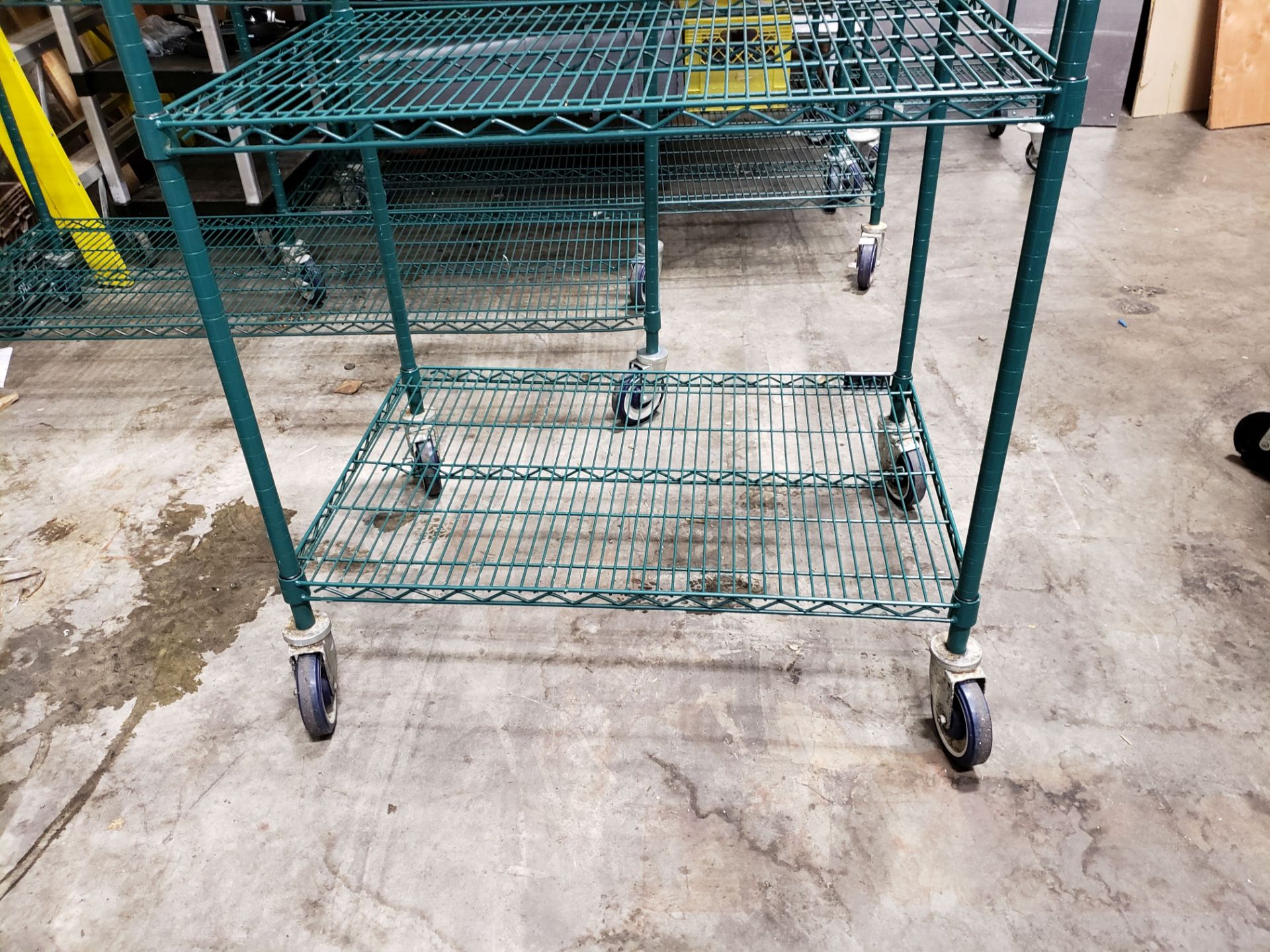 24" x 36" x 80" High Green Epoxy 4 Shelf Rack on Casters - Image 2 of 4