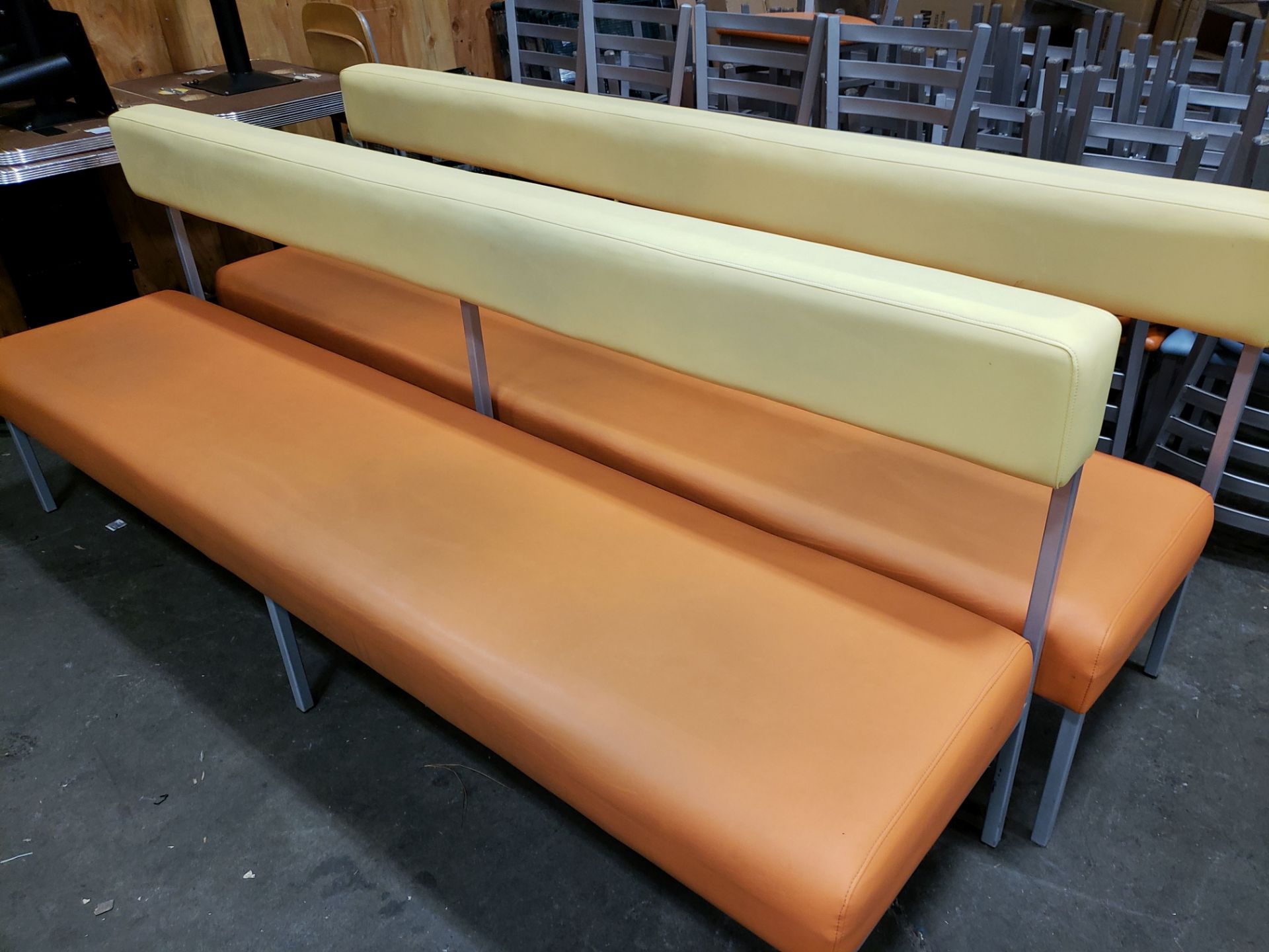 Metal Frame Bench Seating with Padded Seat & Back - 97" Long - Lot of 2 - Image 3 of 4