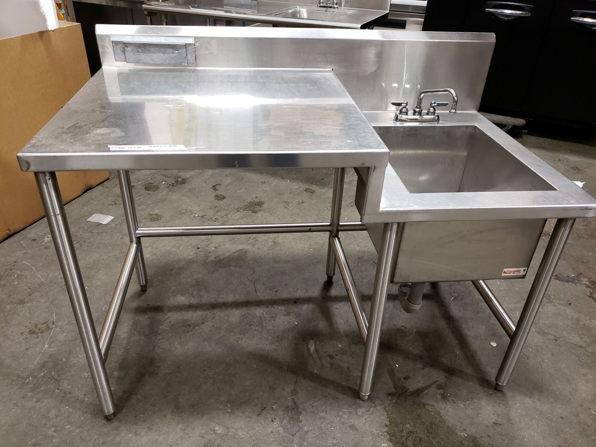 Custom 30" x 54" Stainless Work Table with 16" x 20" Sink