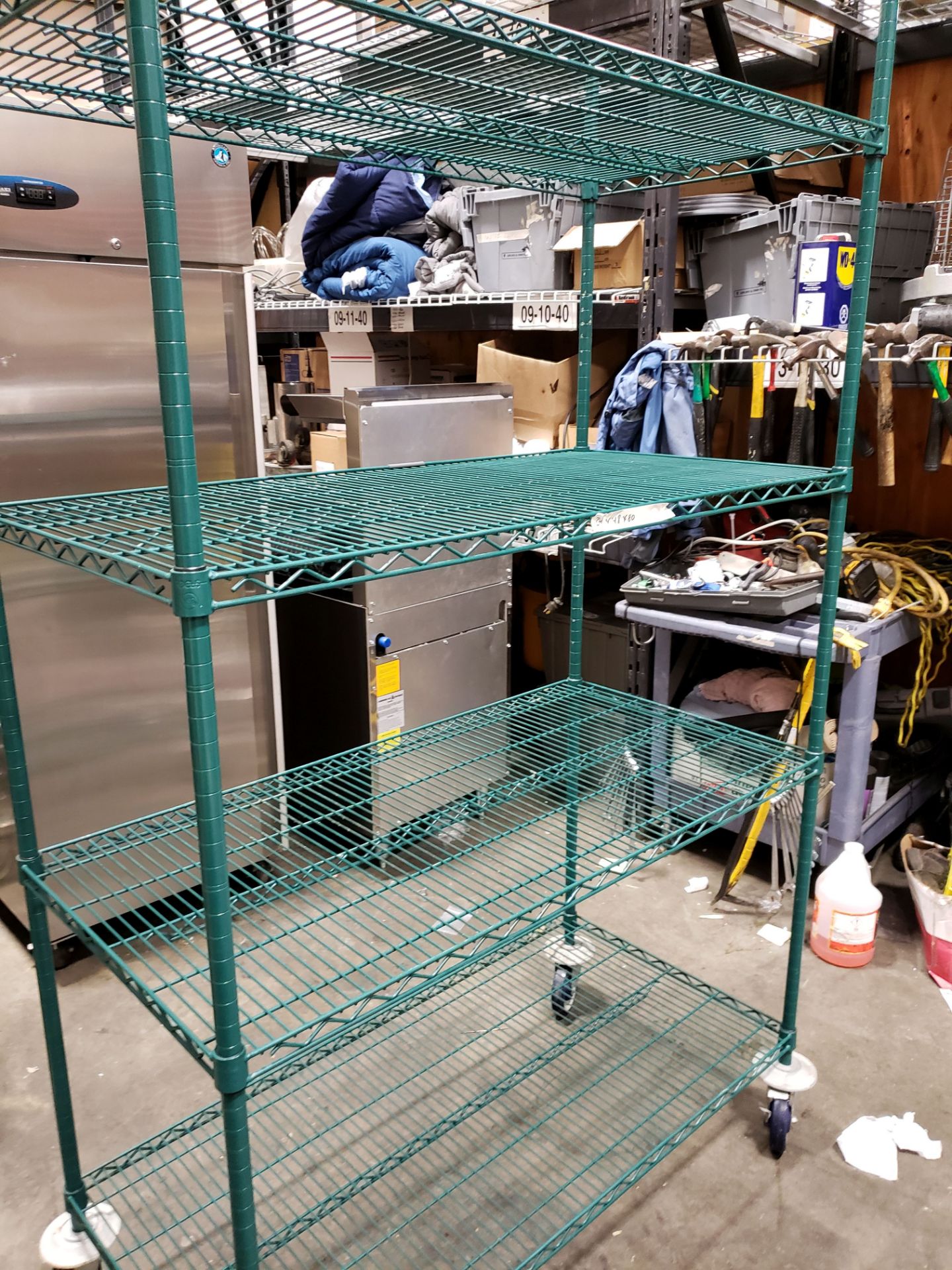 24" x 48" x 80" High Green Epoxy 4 Shelf Rack on Casters - Image 3 of 4