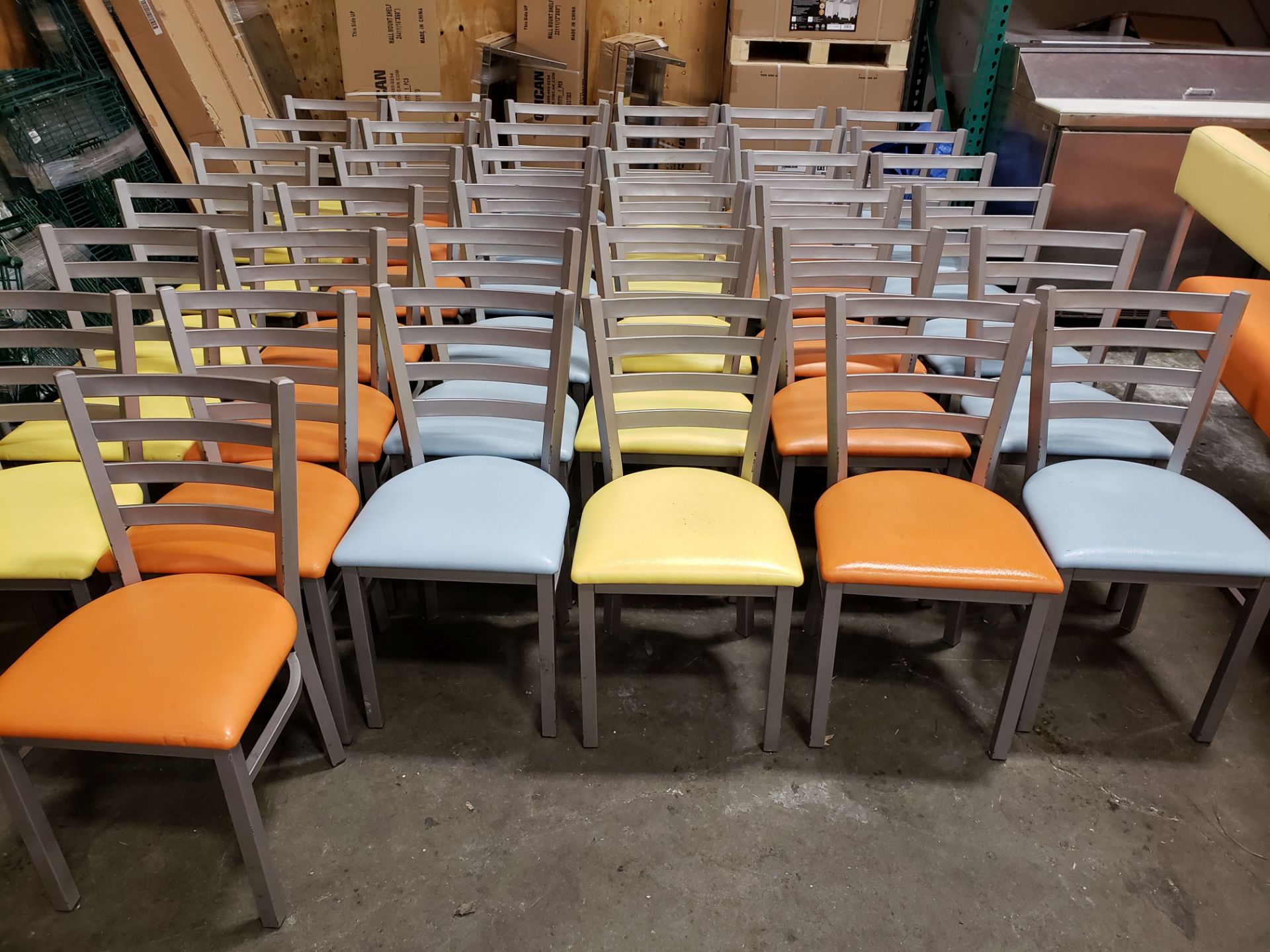 Metal Frame Chairs with Padded Seats - Lot of 37