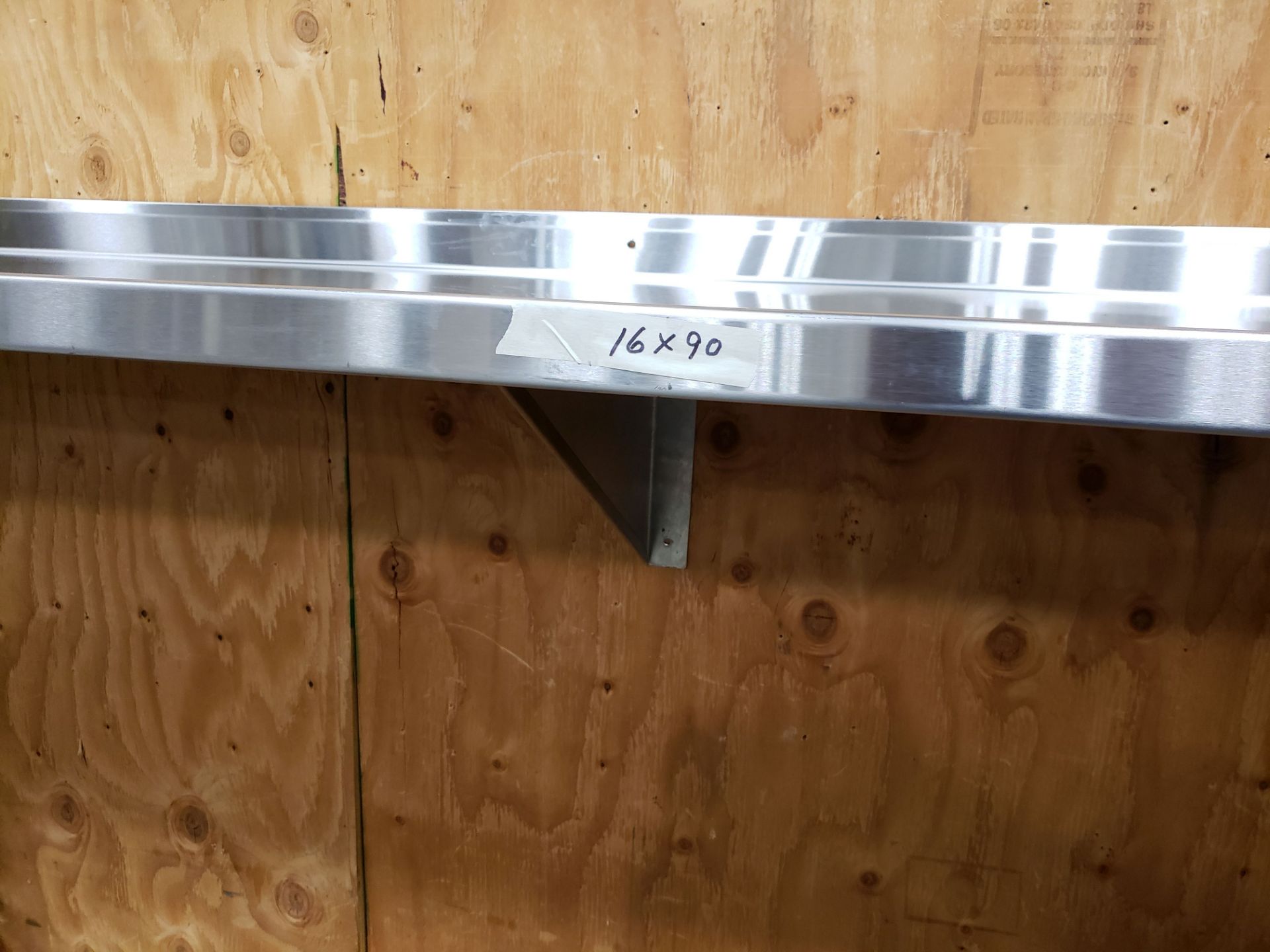 16" x 90" Stainless Steel Wall Shelf - Image 2 of 3