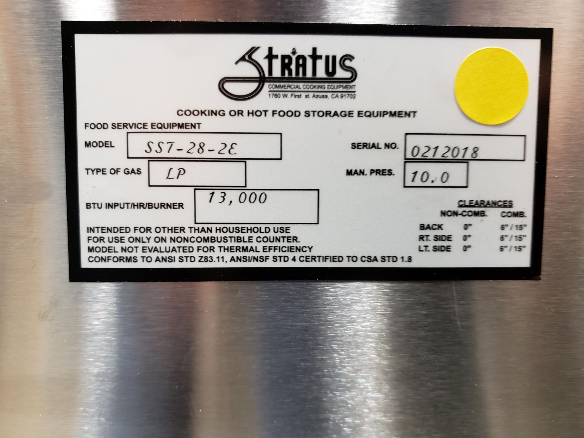 28" Propane 2 Well Steam Table on Base - Model SST-28-2S - CSA Certified - Made in USA - Image 3 of 3