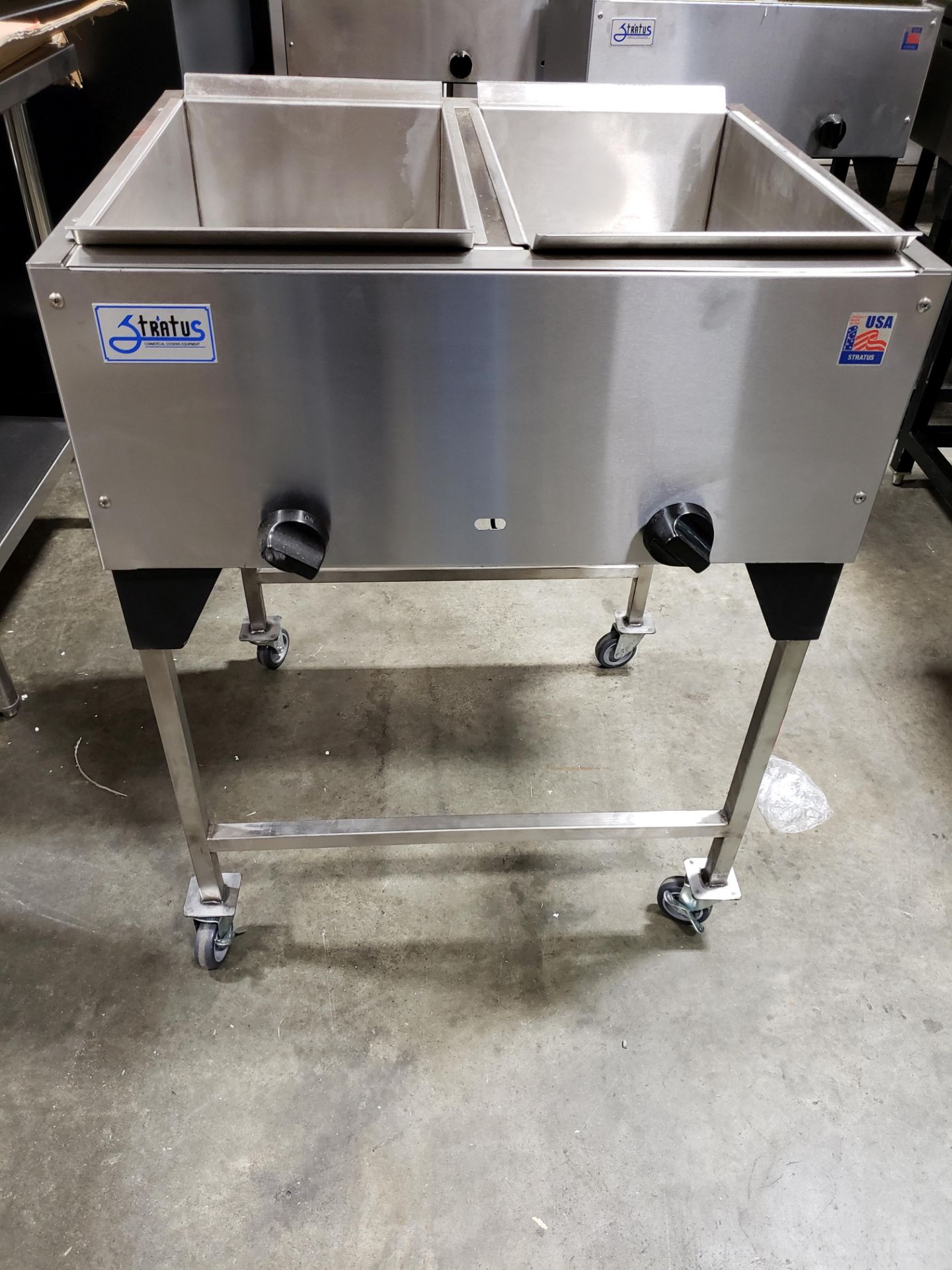 28" Propane 2 Well Steam Table on Casters - Model SST-28-2-S - CSA Certified - Made in USA