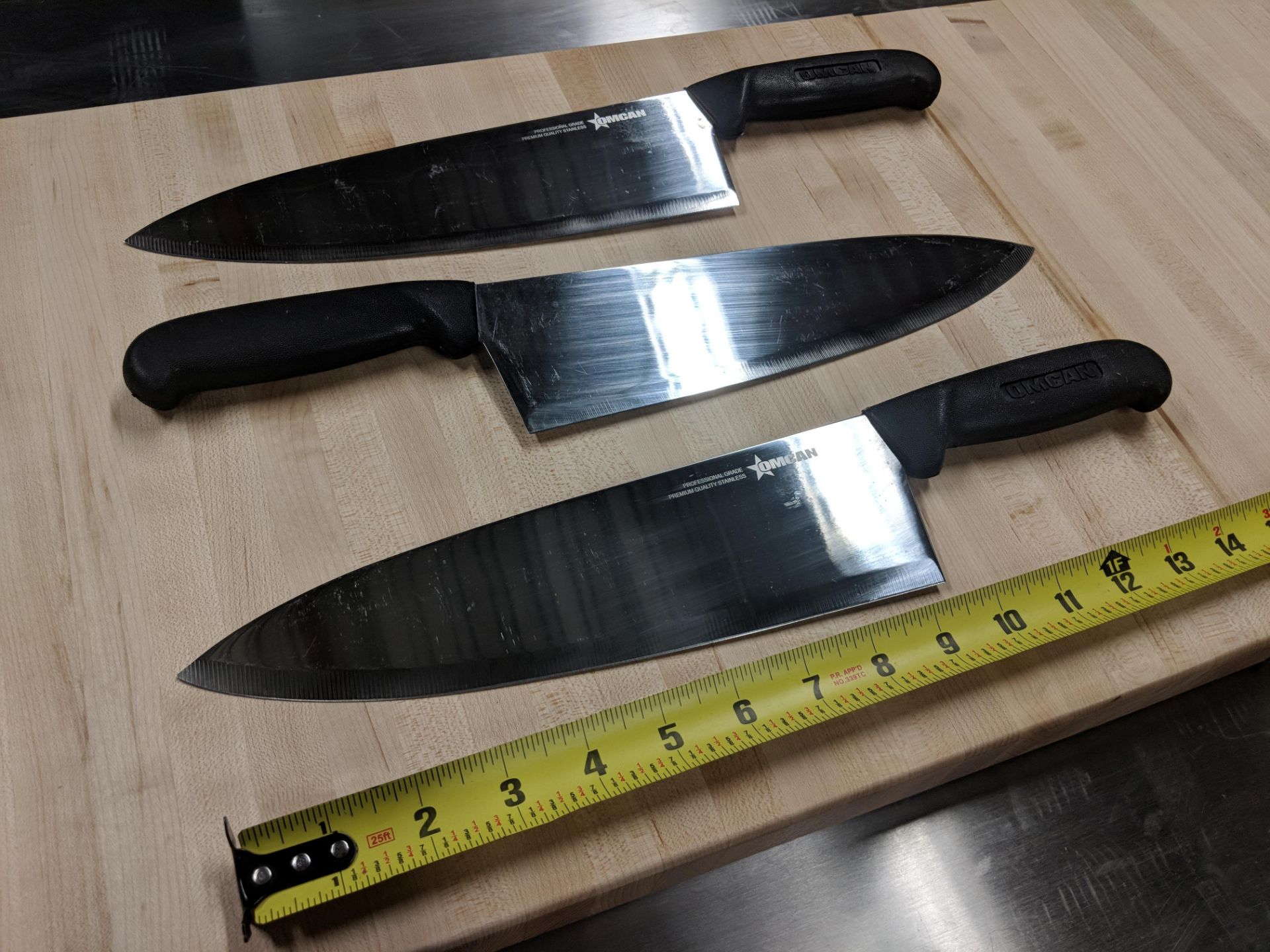 10" Black Omcan Medium Blade Cook Knives - Lot of 3