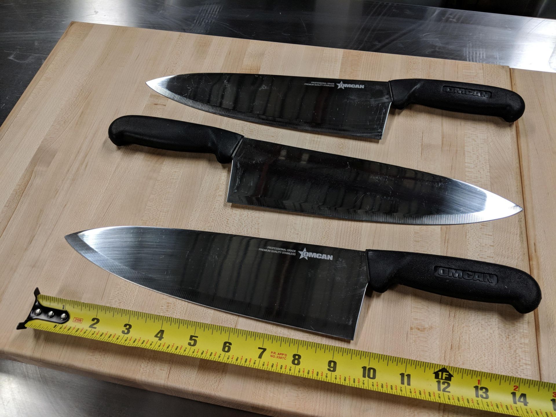 10" Black Omcan Medium Blade Cook Knives - Lot of 3