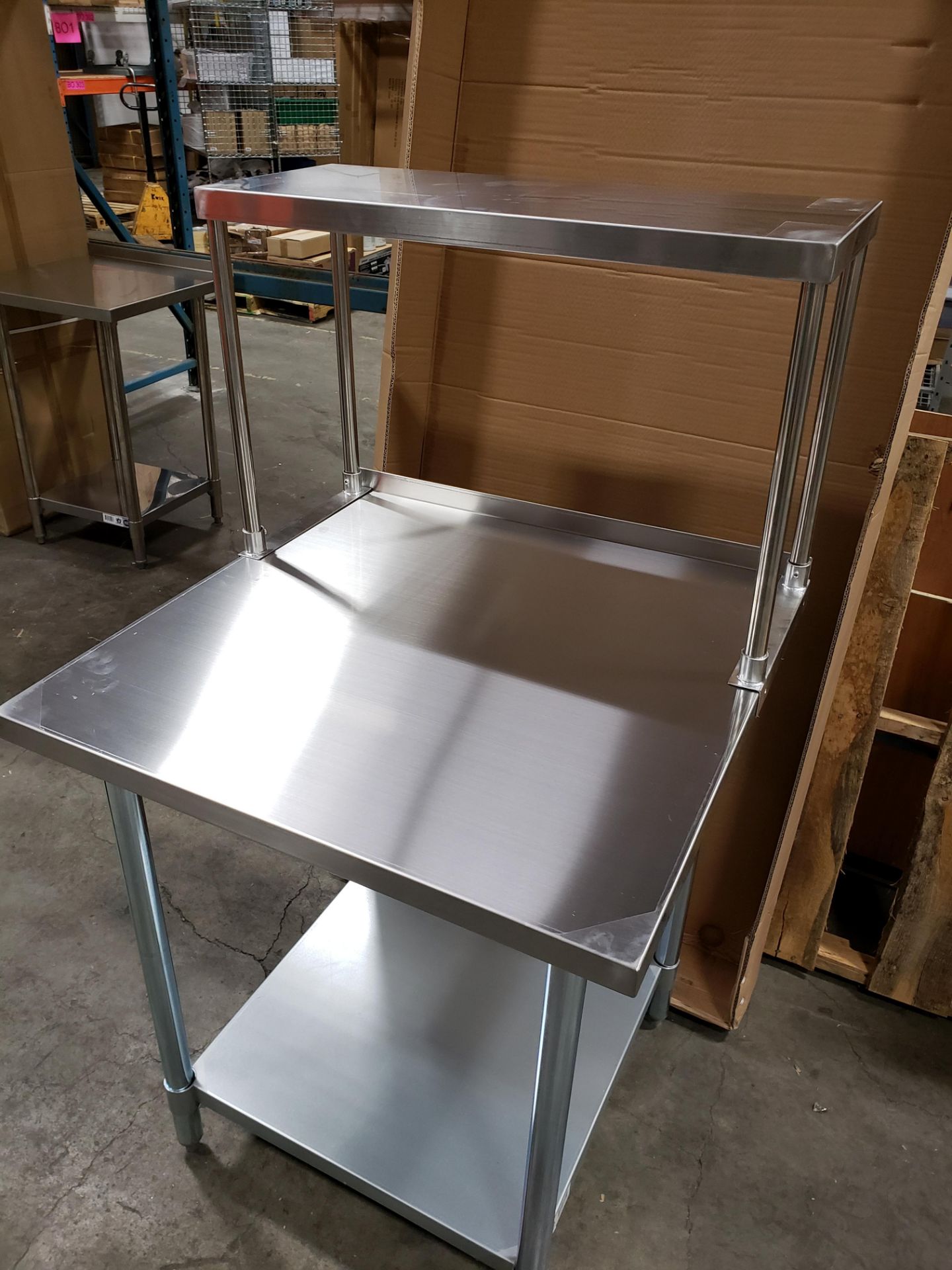 30" x 30" Stainless Table with 1.5" Backsplash and 12" x 30" Overshelf - Image 2 of 3