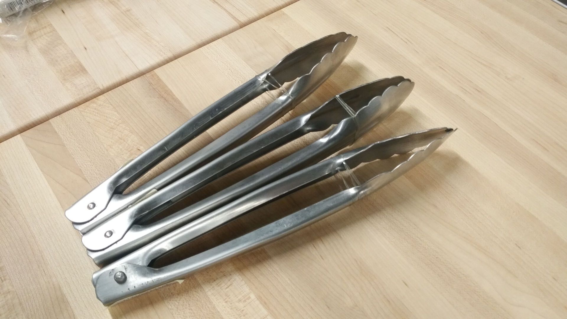 9" Stainless Extra Heavy Duty Tongs - Lot of 3