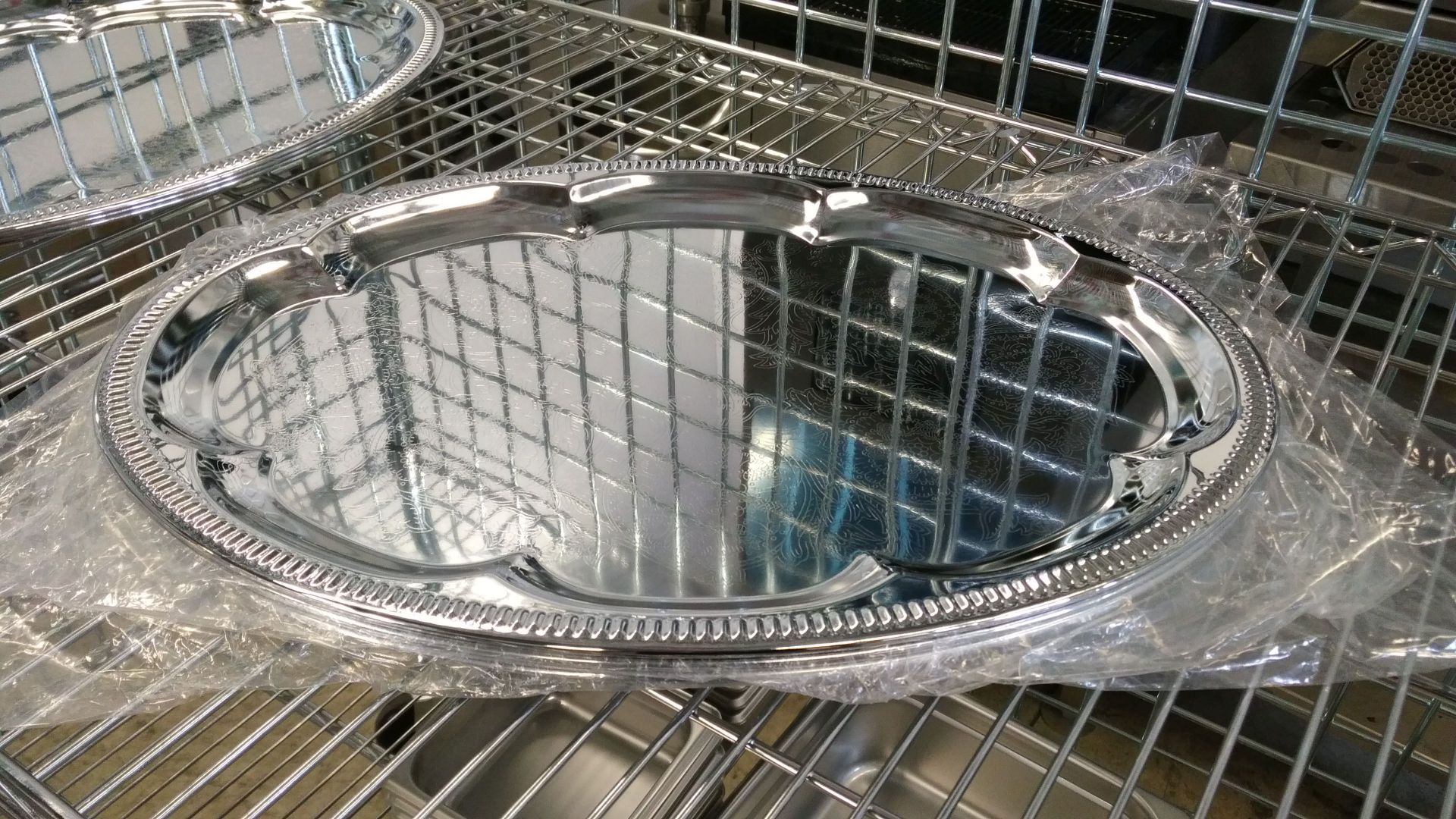 18" Oval Chrome Plated Steel Platters - Lot of 3 - Image 5 of 6