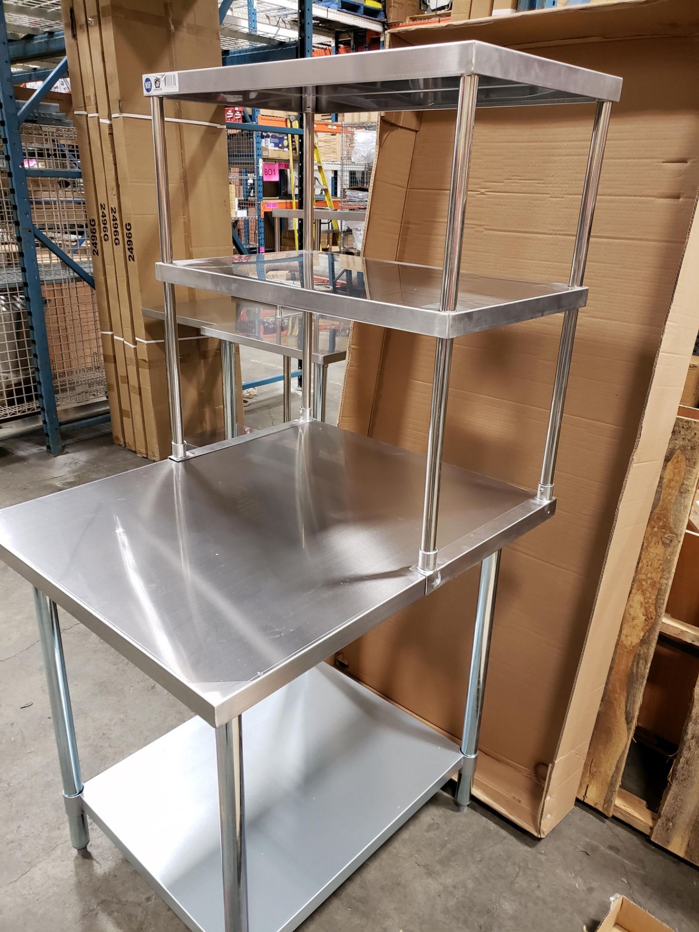 36" x 30" Stainless Table with 18" x 30" Double Overshelves - Image 2 of 3