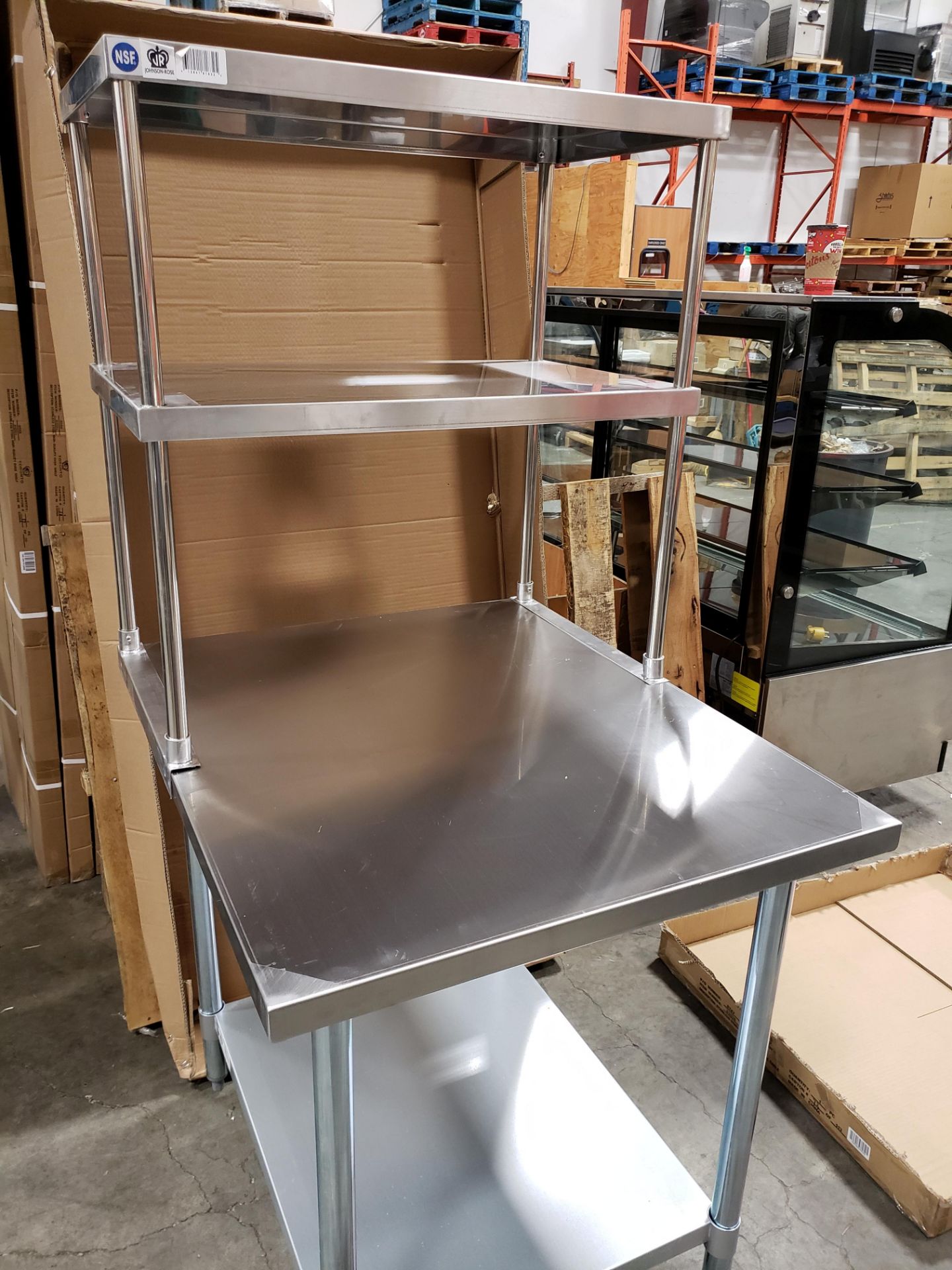 36" x 30" Stainless Table with 18" x 30" Double Overshelves