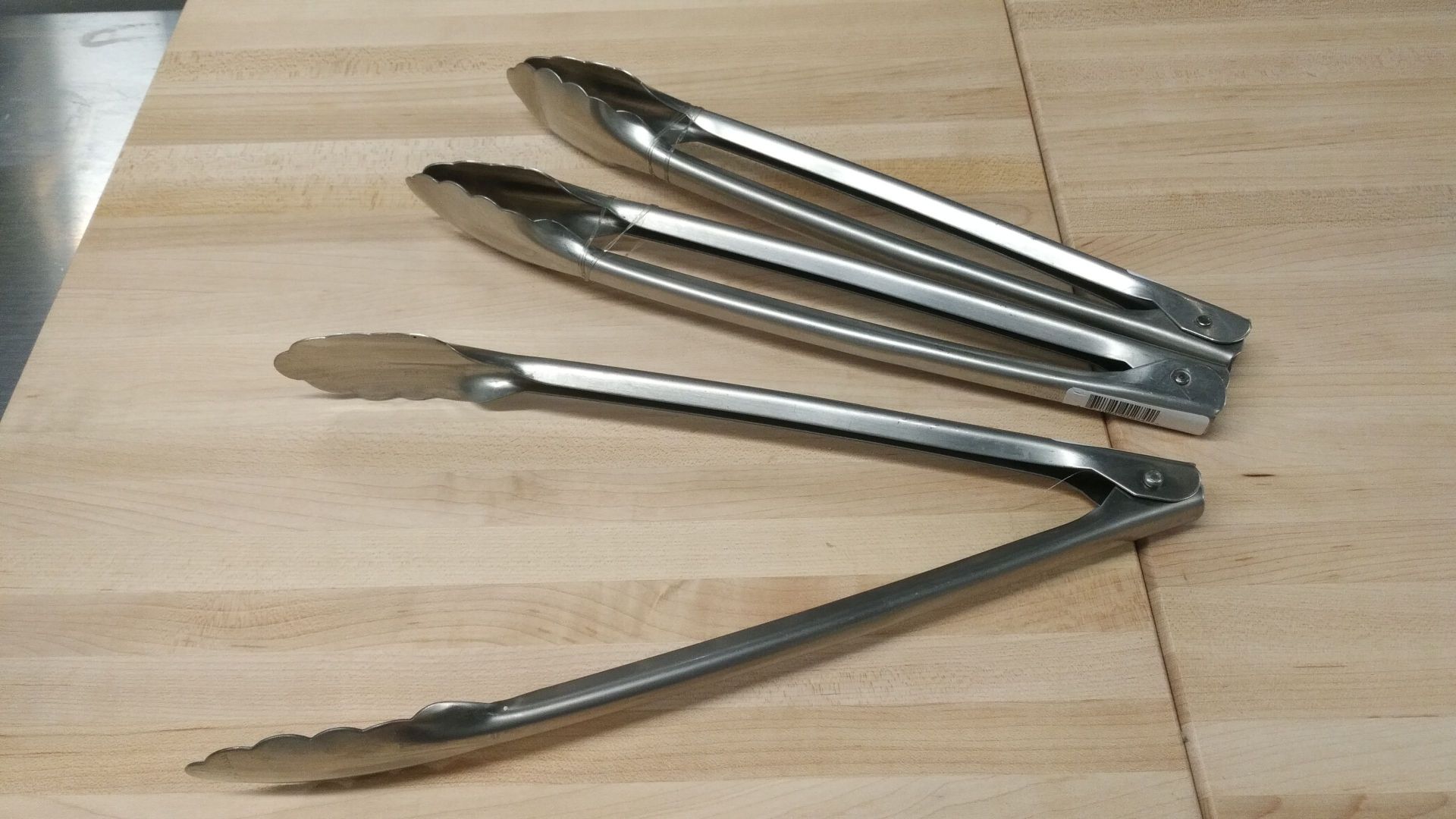 12" Stainless Extra Heavy Duty Tongs - Lot of 3