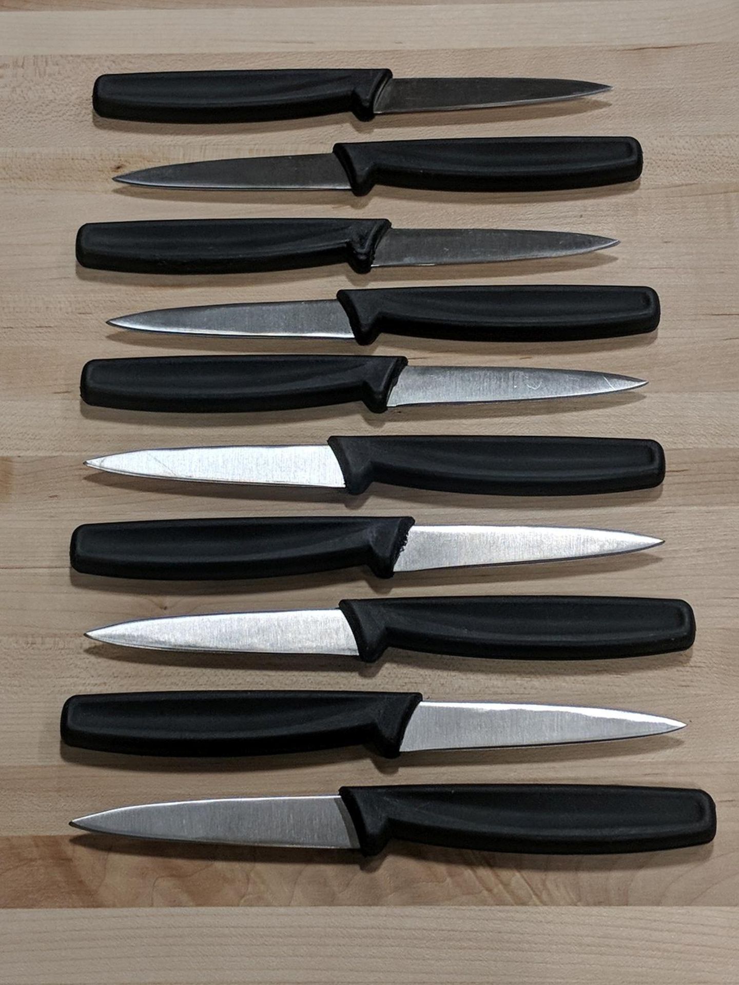 3.25” Paring Knives w/Black Poly Handle - Lot of 10