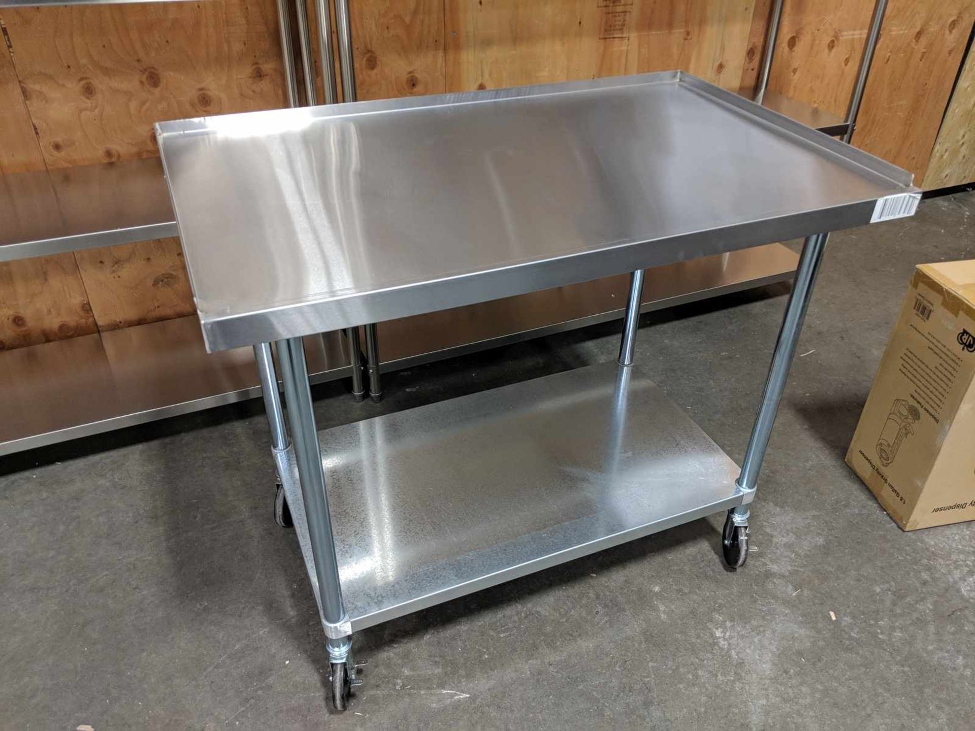 30" x 49" x 40" Work Table with 1" Lip and Casters - Image 4 of 4