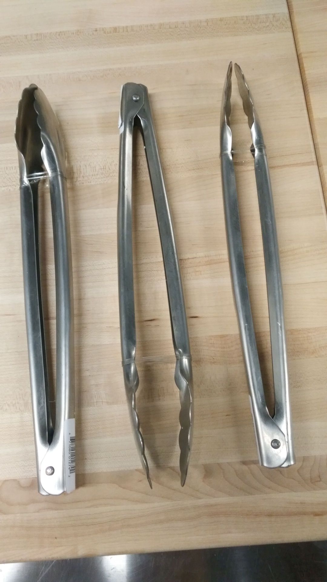 12" Stainless Extra Heavy Duty Tongs - Lot of 3
