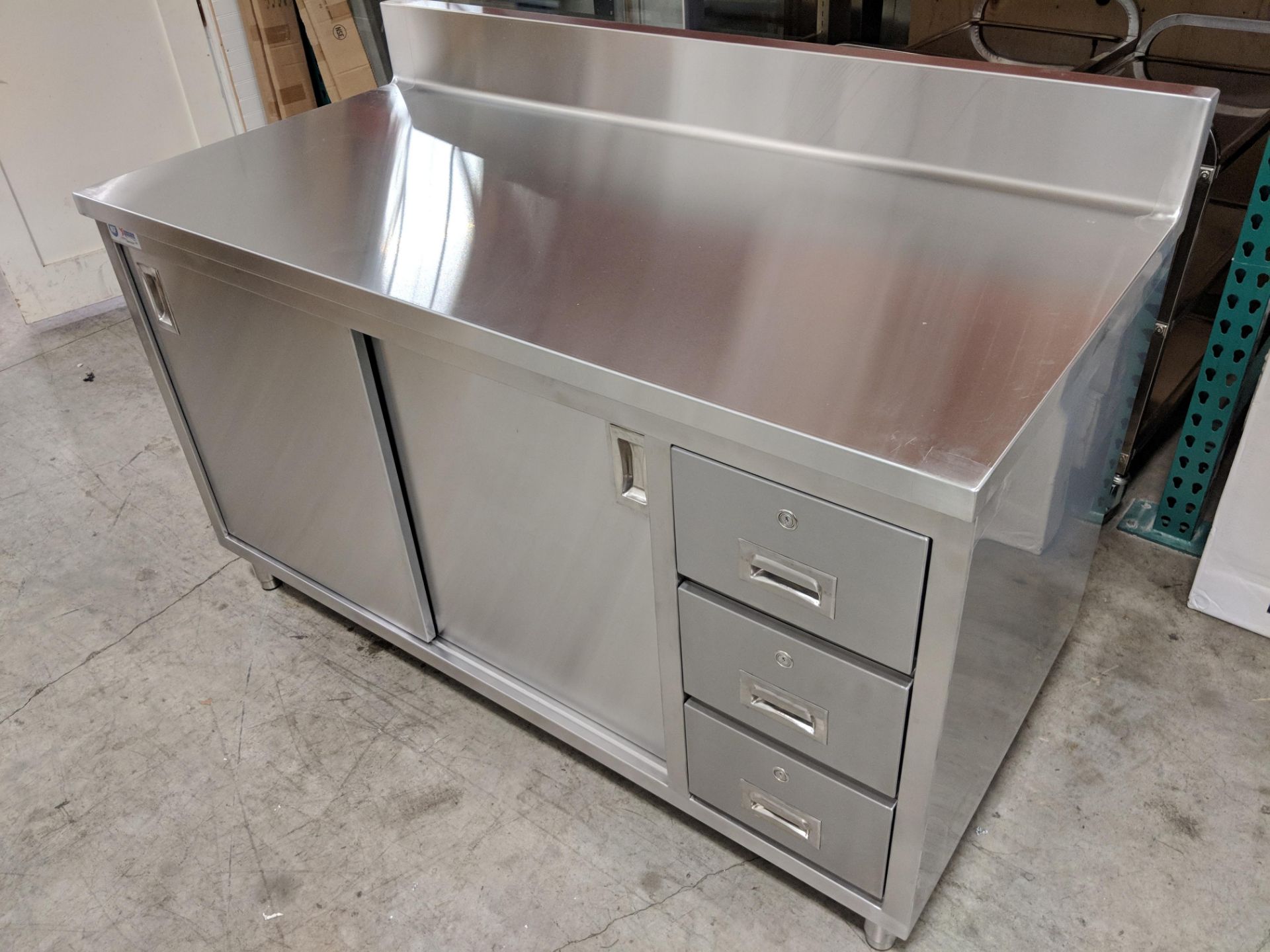30" x 60" Stainless Work Table with Cabinet and Drawers