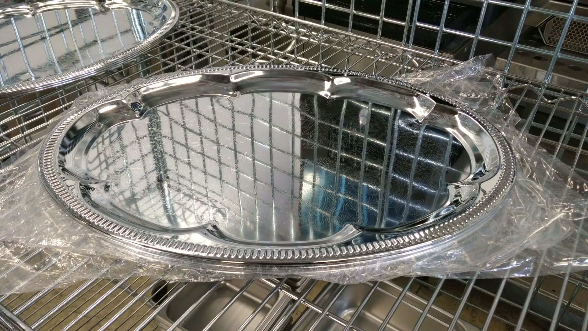 18" Oval Chrome Plated Steel Platters - Lot of 3