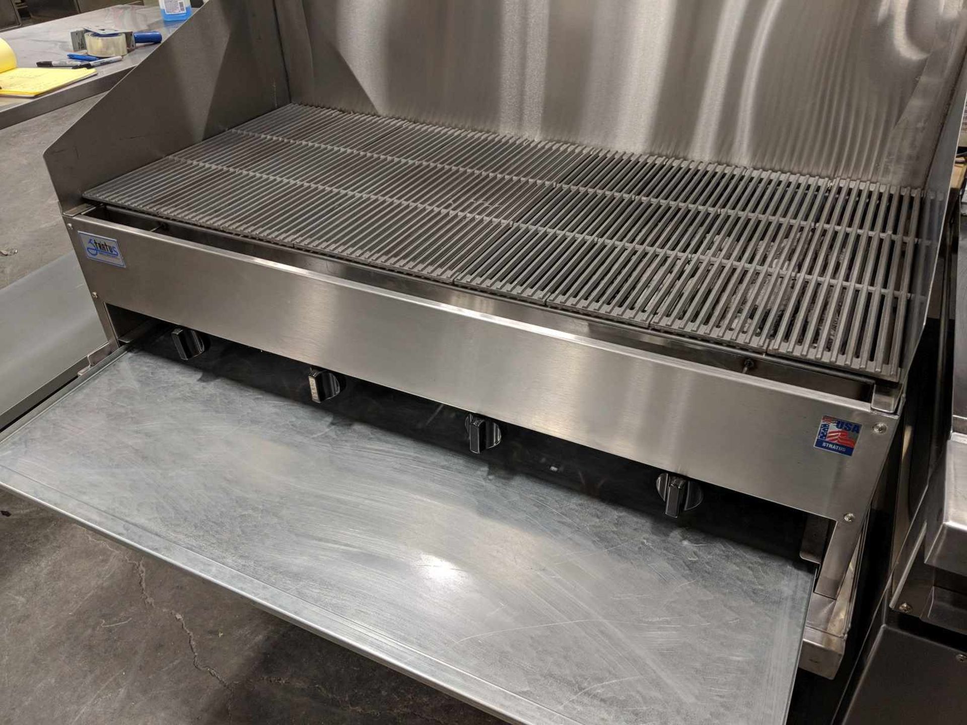 48" Natural Gas Lava Rock Charbroiler with 12" Backsplash and Stand - Image 7 of 9