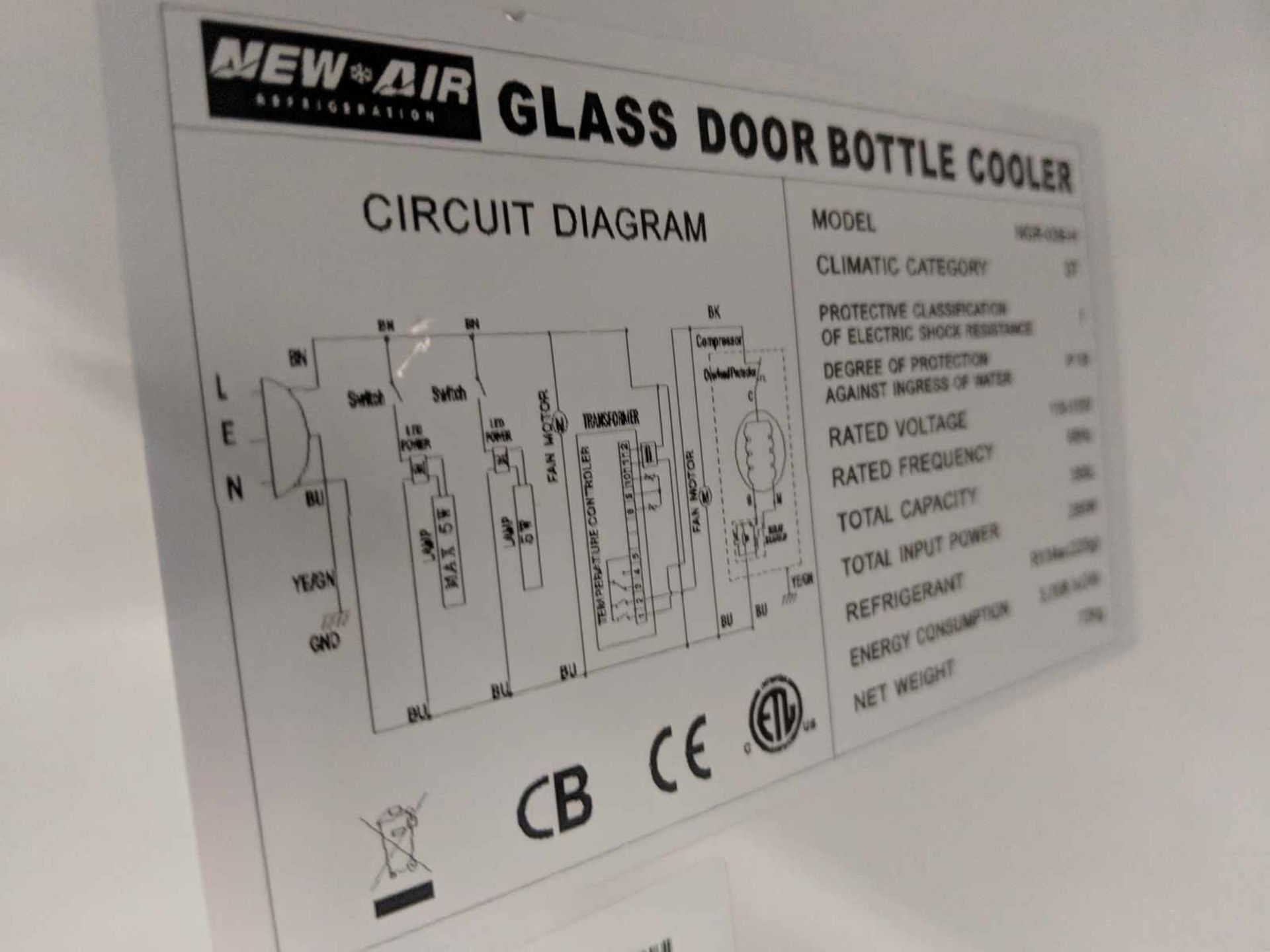 24" Single Glass Door Cooler, New Air NGR-036-H - Image 2 of 2