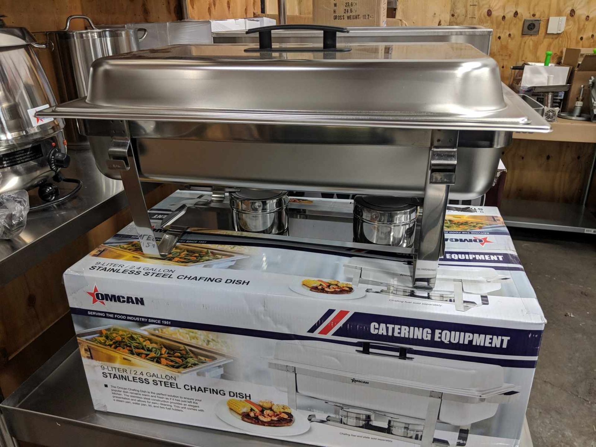 9L Stainless Chafing Dishes with Fixed Legs - Lot of 2