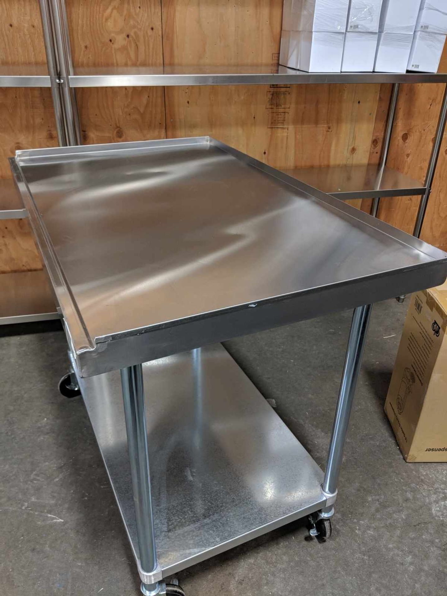 30" x 49" x 40" Work Table with 1" Lip and Casters - Image 2 of 4