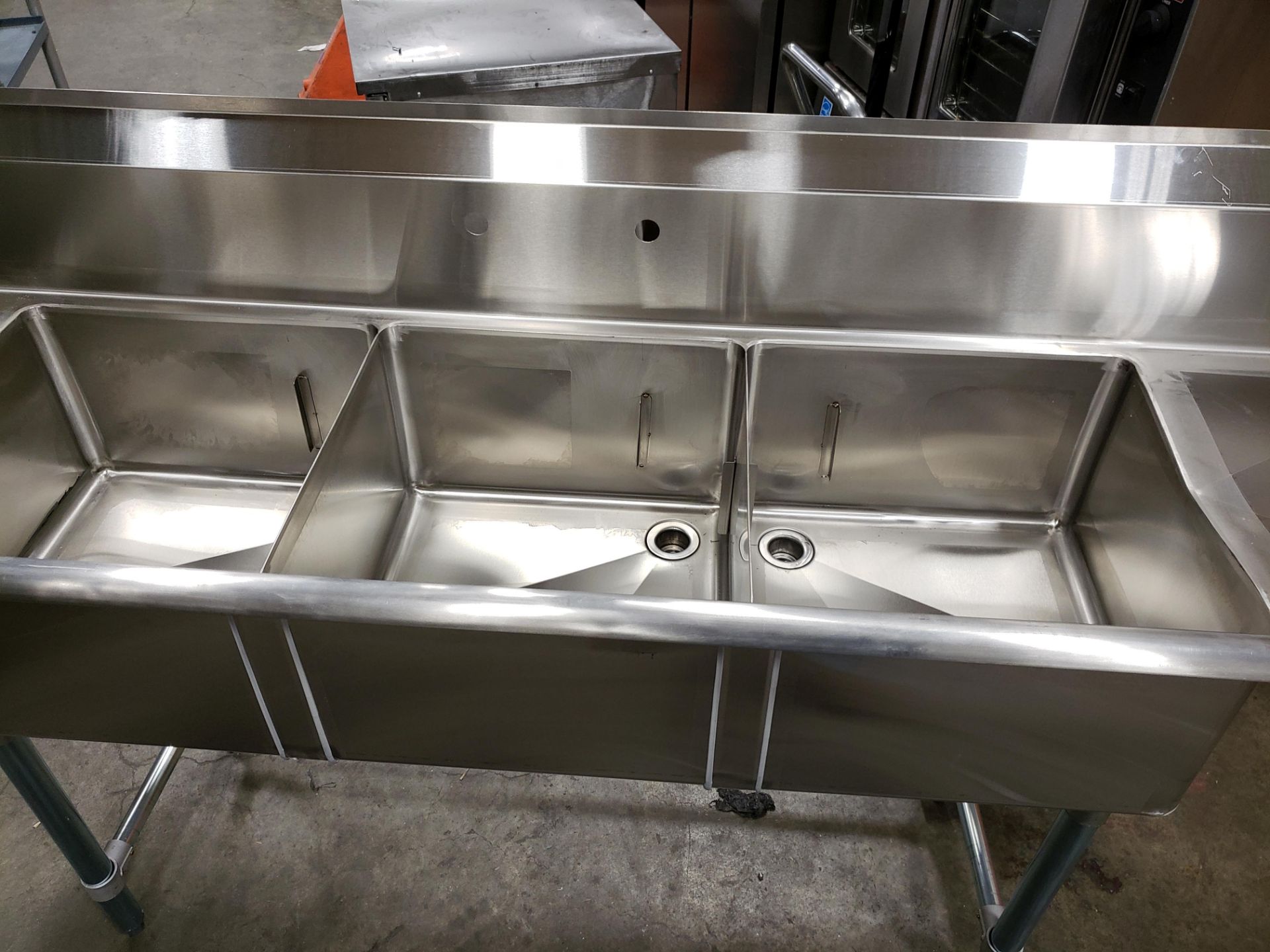 Corner Drain Triple Two Drainboard Sink, Overall Dims 90” x 23.5” x 44” - Image 2 of 4
