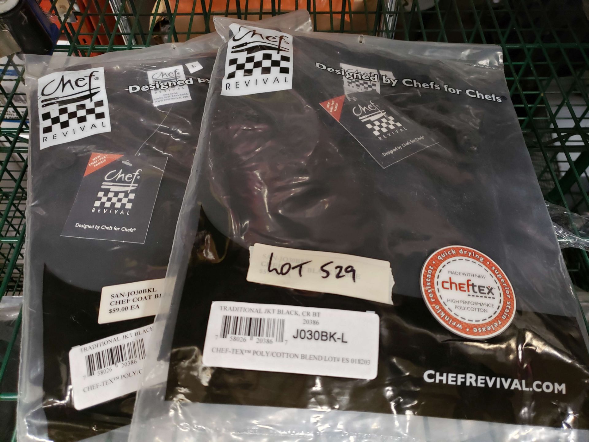 Chef Revival Black Jacket w/ Buttons - J030BKL - Size L - Lot of 2